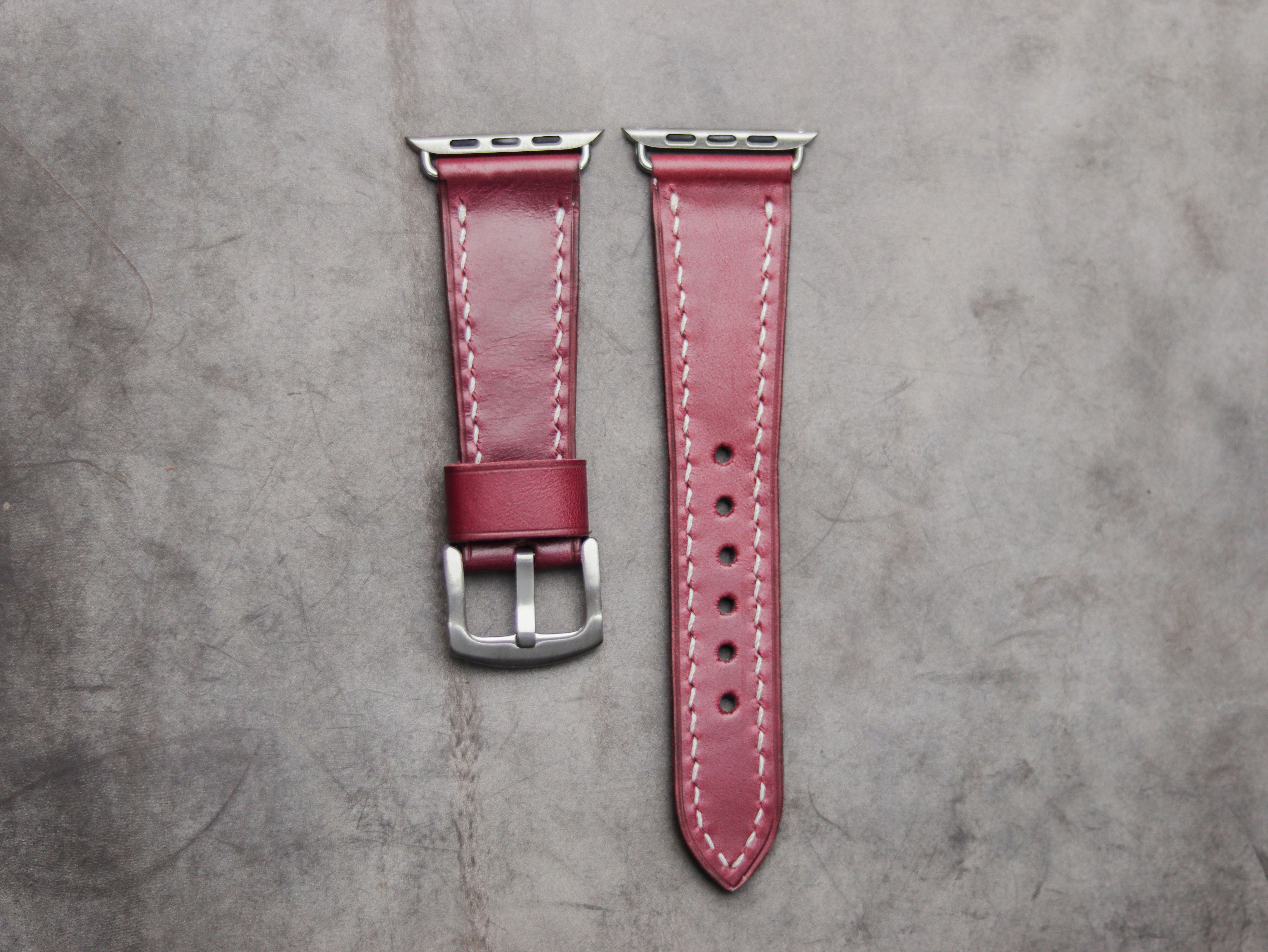 CARMINE BURGUNDY LEATHER - APPLE WATCH STRAPS HAND-CRAFTED