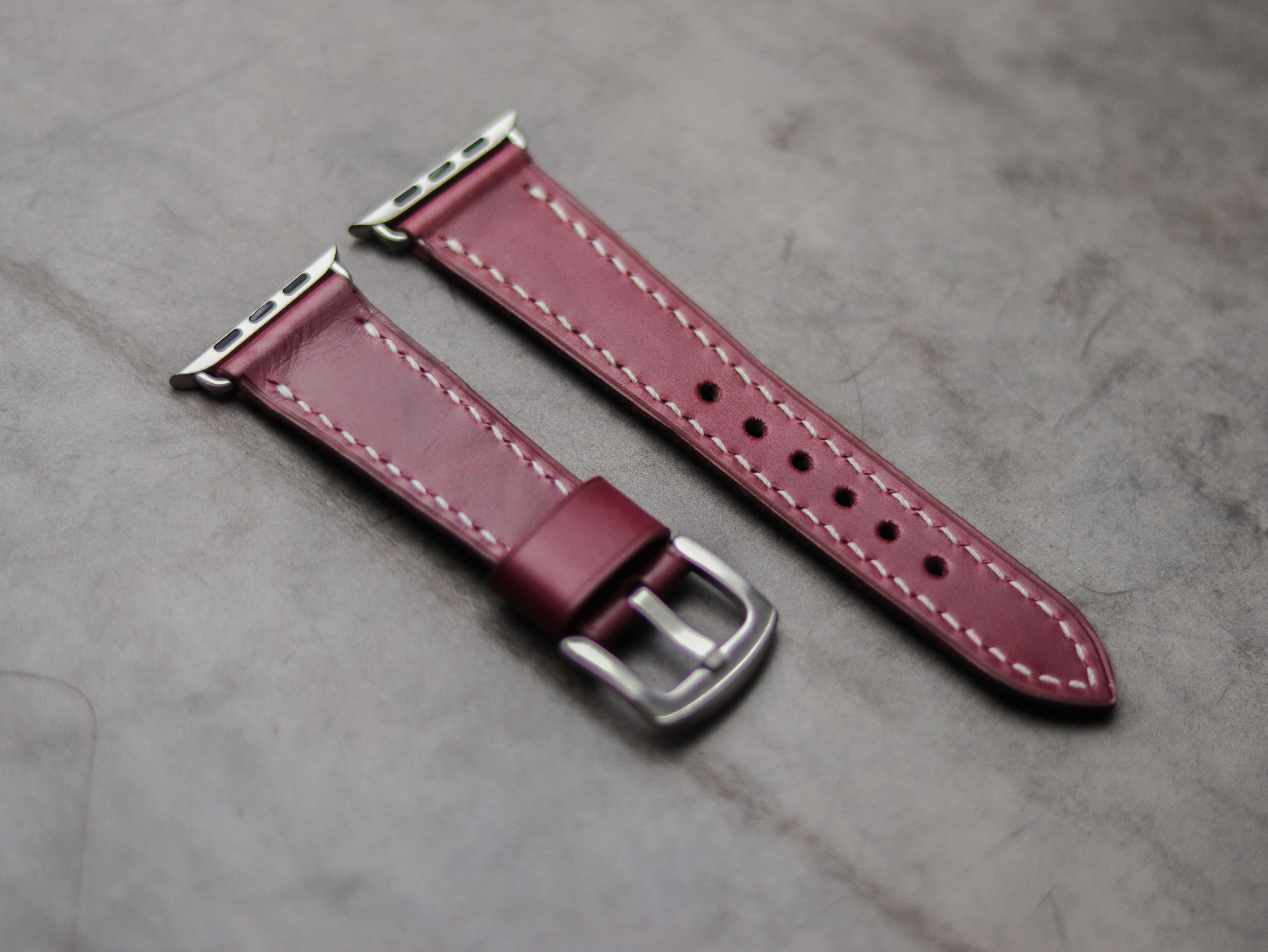 CARMINE BURGUNDY LEATHER - APPLE WATCH STRAPS HAND-CRAFTED
