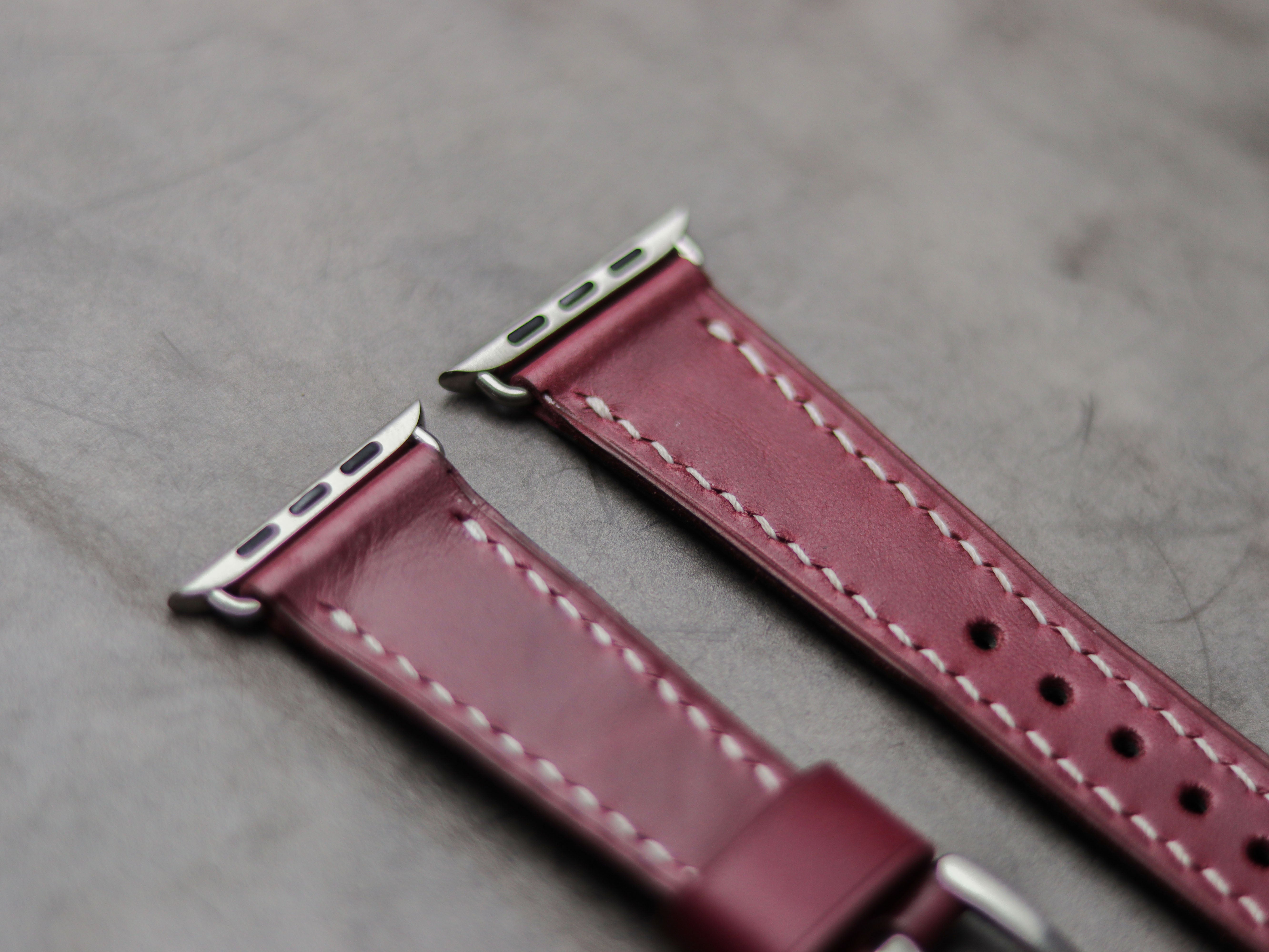 CARMINE BURGUNDY LEATHER - APPLE WATCH STRAPS HAND-CRAFTED