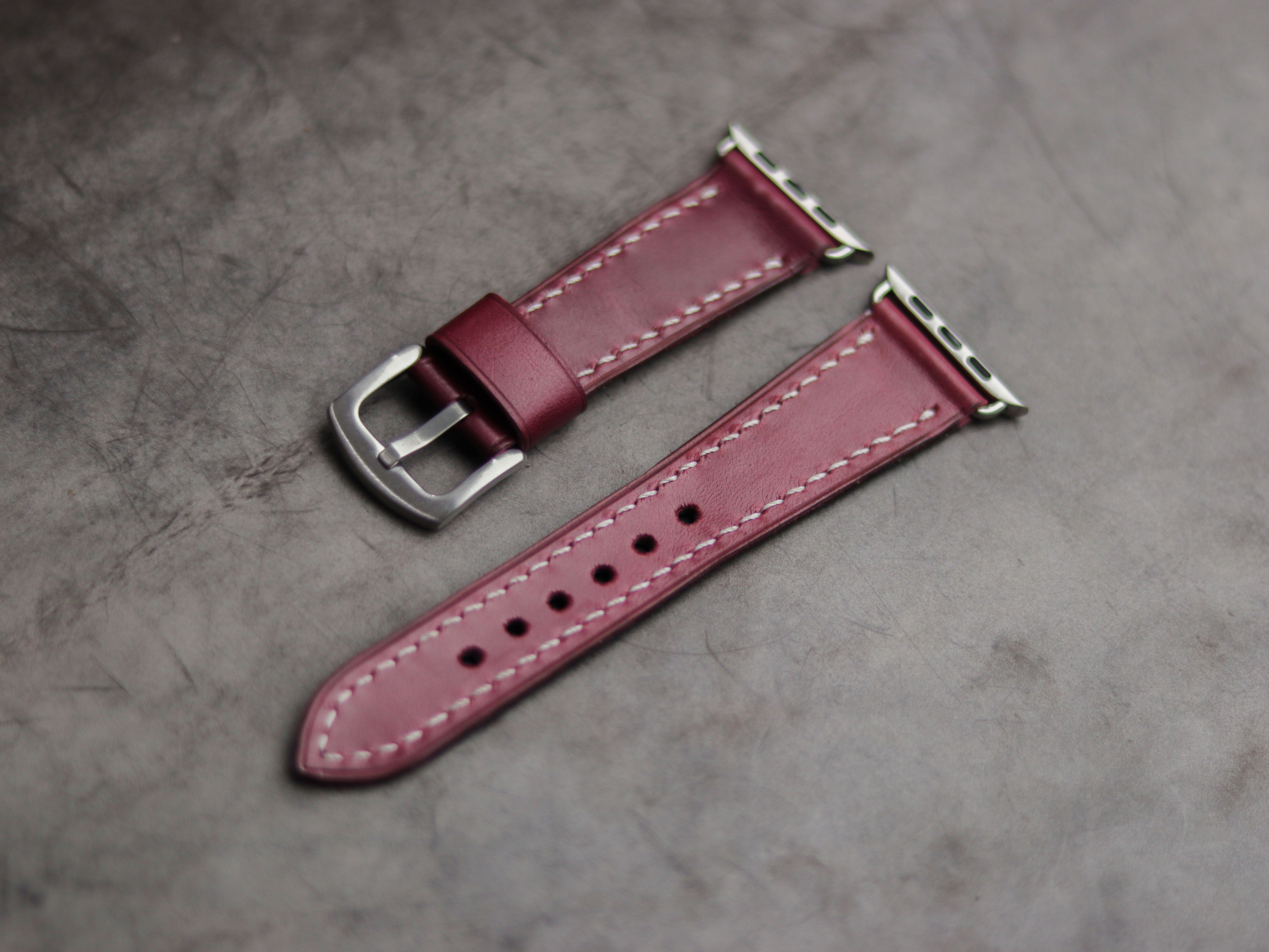 CARMINE BURGUNDY LEATHER - APPLE WATCH STRAPS HAND-CRAFTED