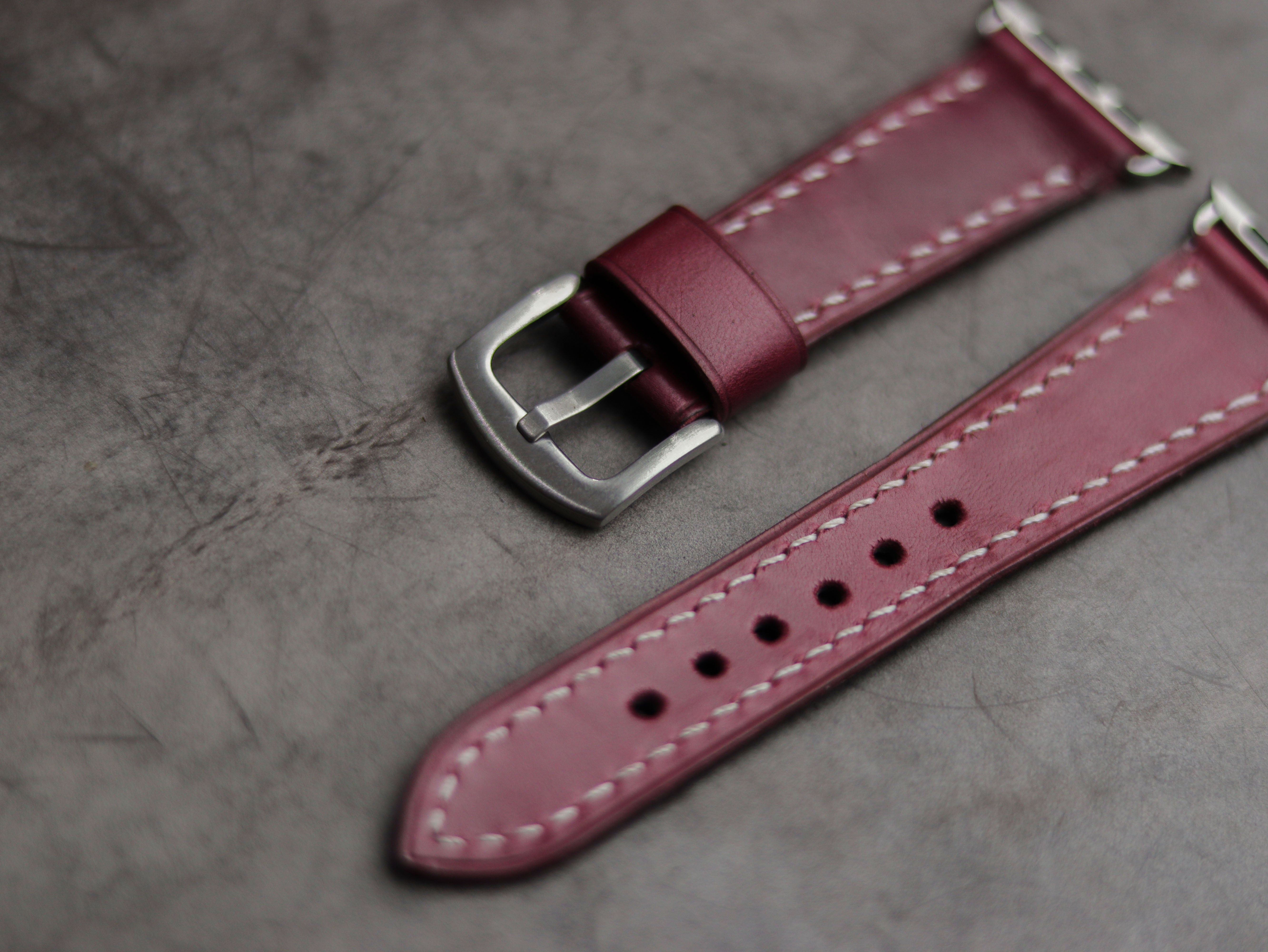 CARMINE BURGUNDY LEATHER - APPLE WATCH STRAPS HAND-CRAFTED