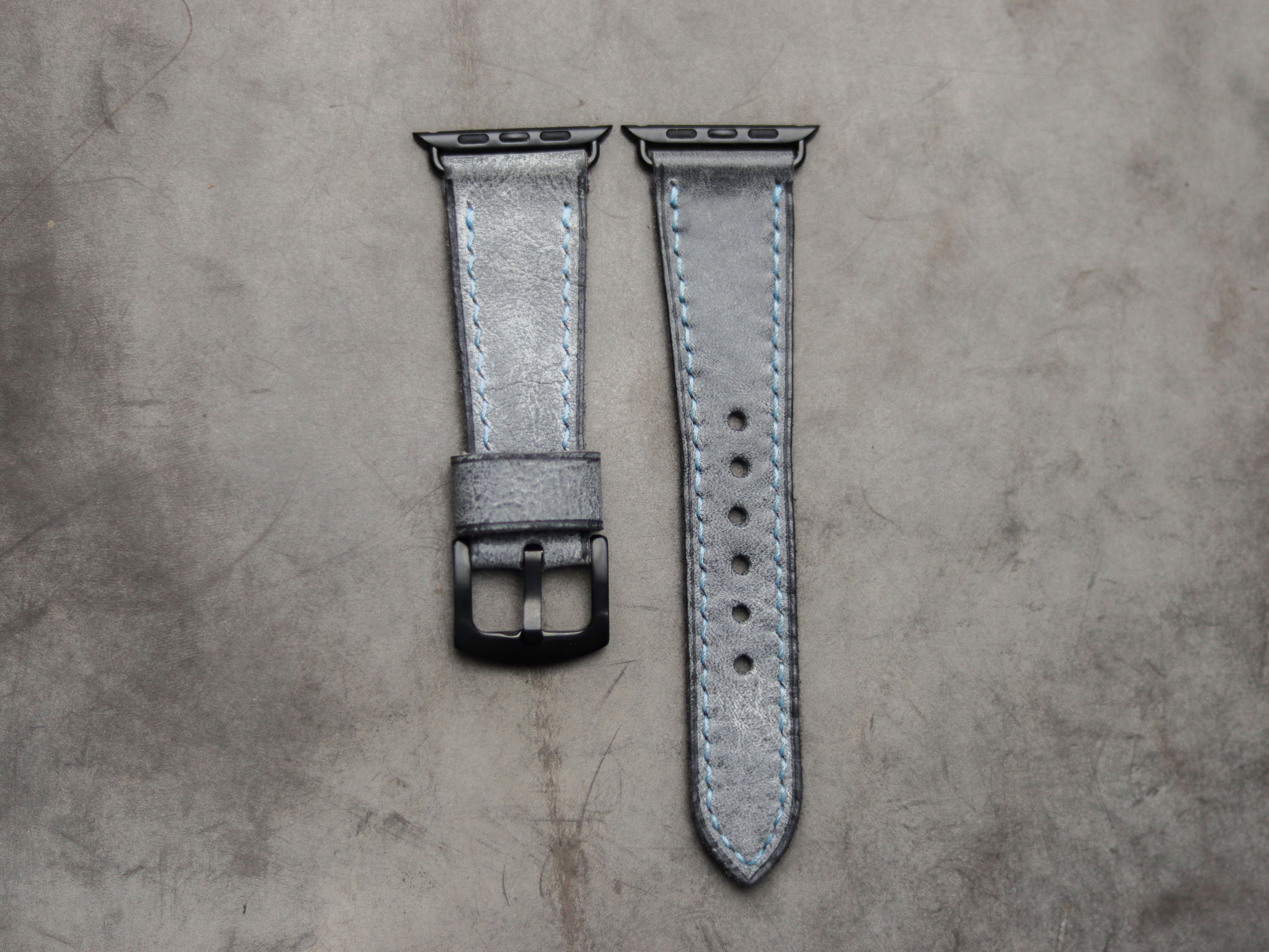 STONE BLUE LEATHER - APPLE WATCH STRAPS HAND-CRAFTED