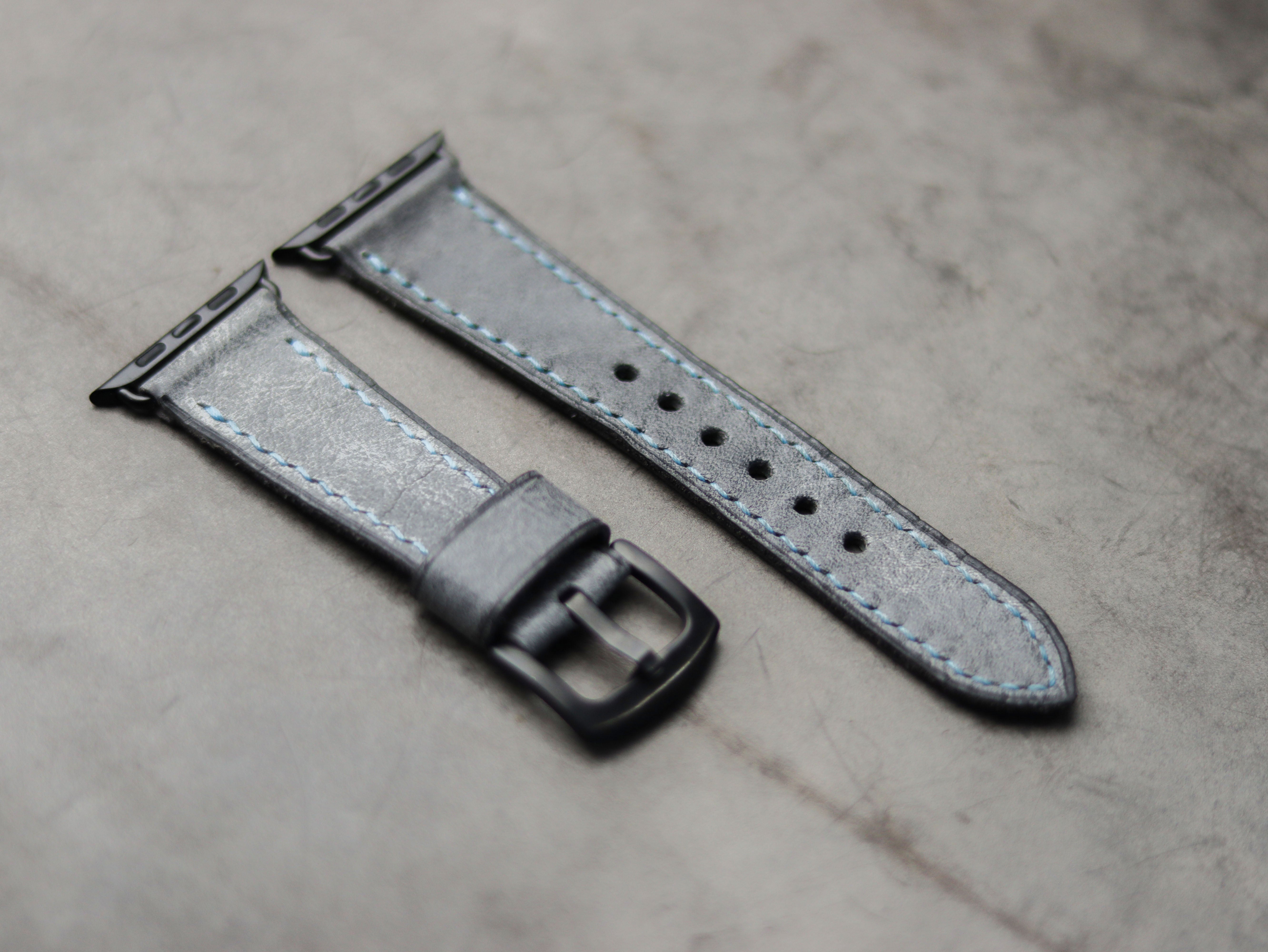 STONE BLUE LEATHER - APPLE WATCH STRAPS HAND-CRAFTED