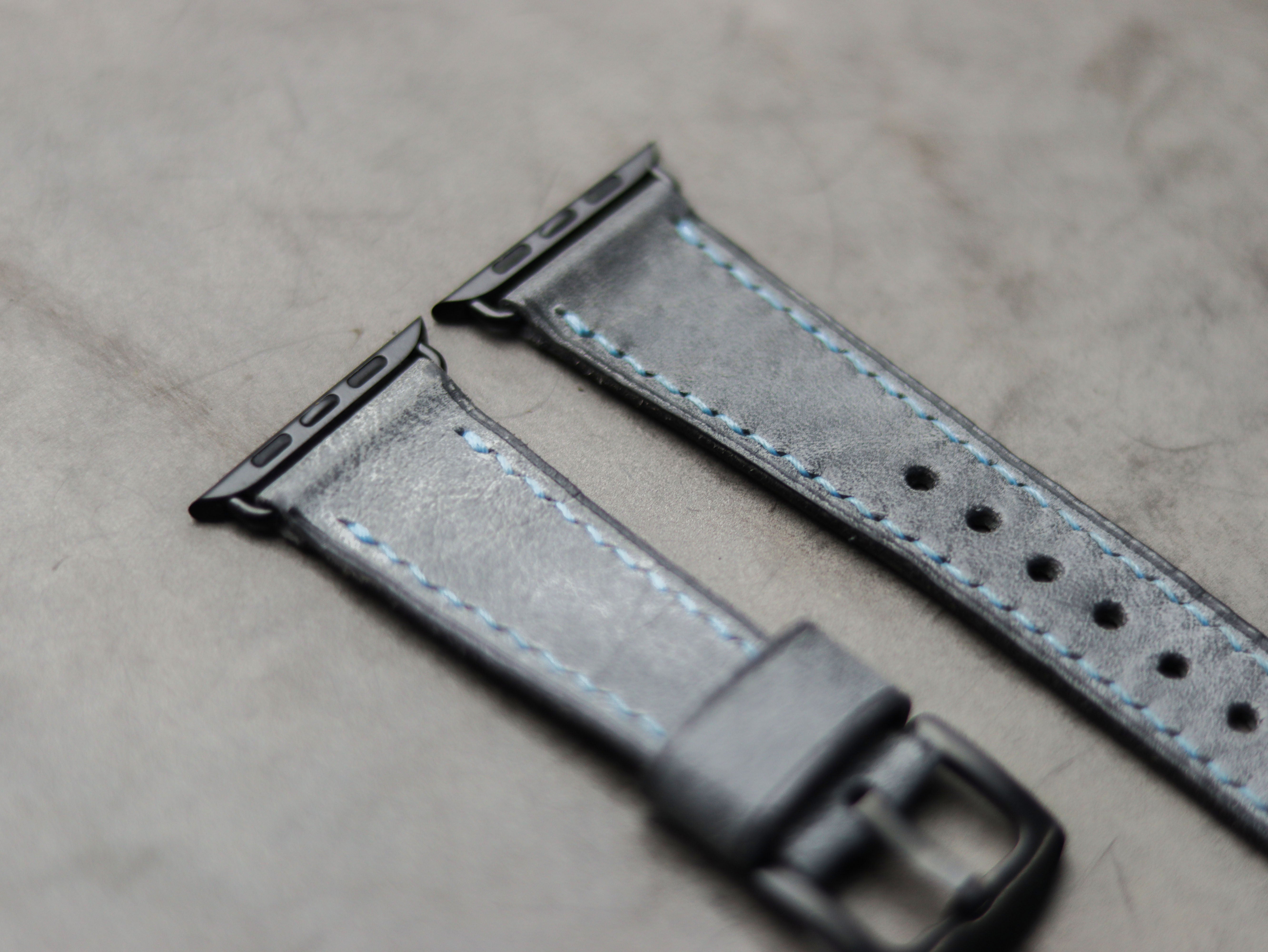 STONE BLUE LEATHER - APPLE WATCH STRAPS HAND-CRAFTED