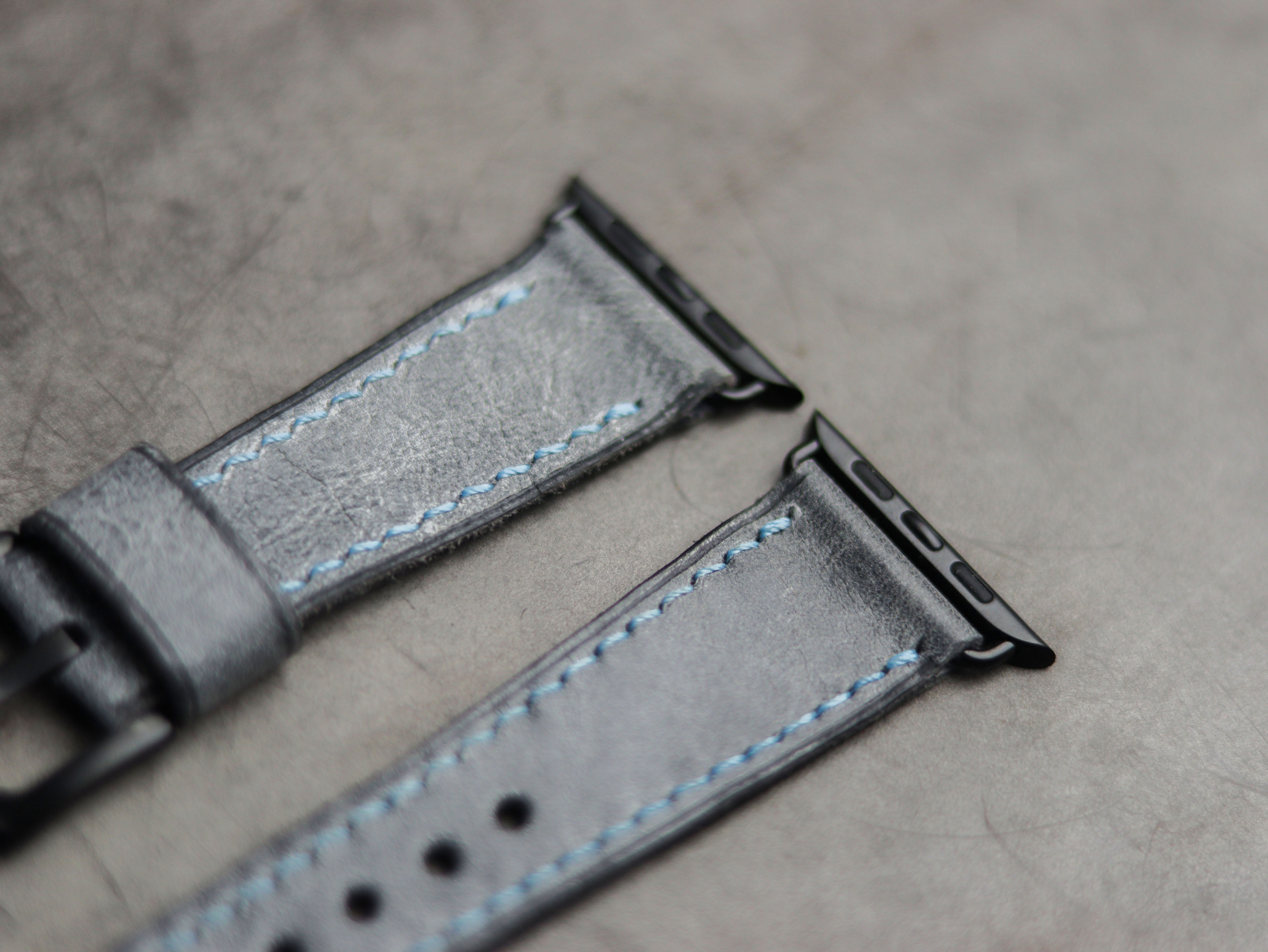 STONE BLUE LEATHER - APPLE WATCH STRAPS HAND-CRAFTED