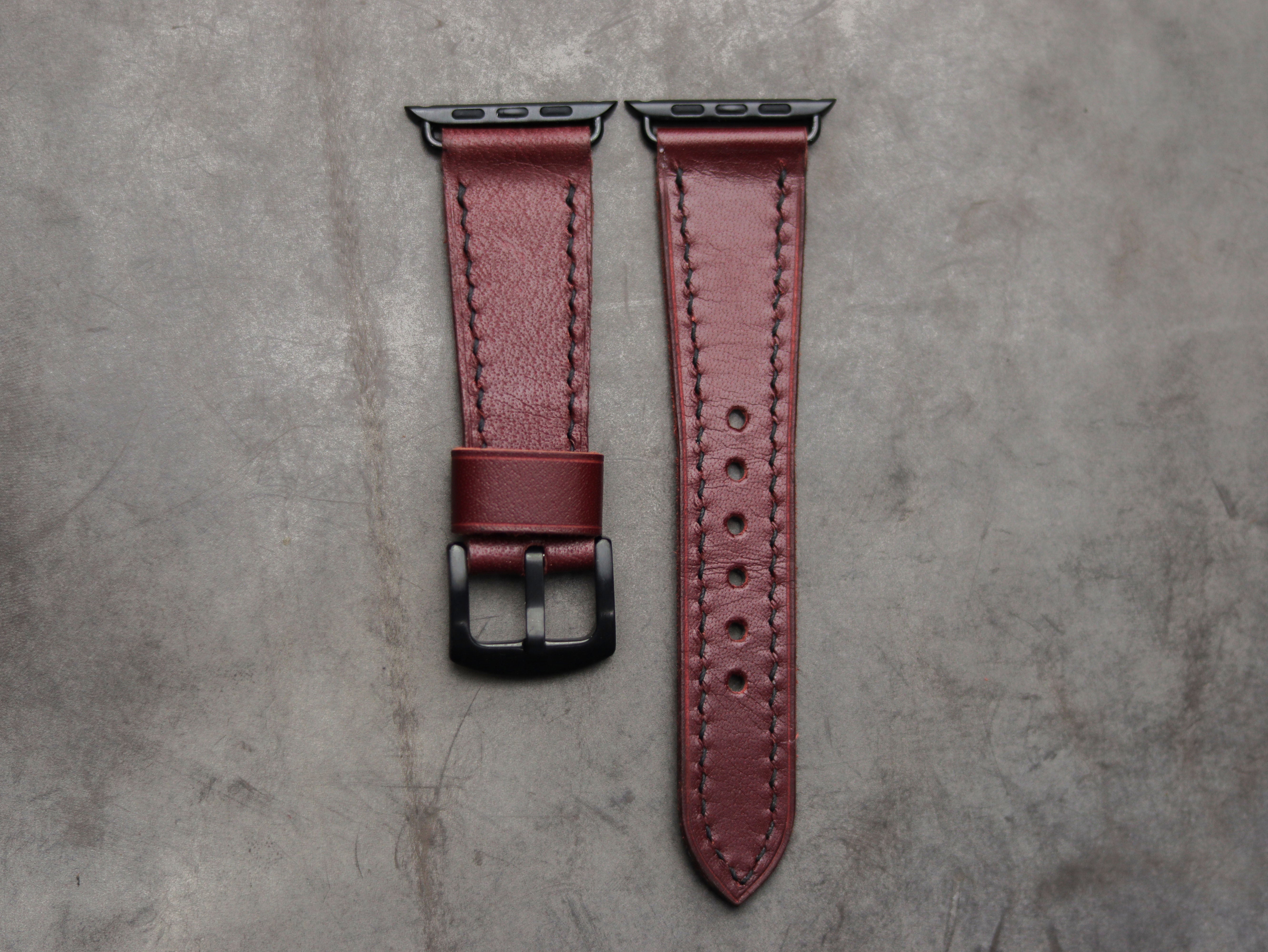 GARNET BURGUNDY LEATHER - APPLE WATCH STRAPS HAND-CRAFTED