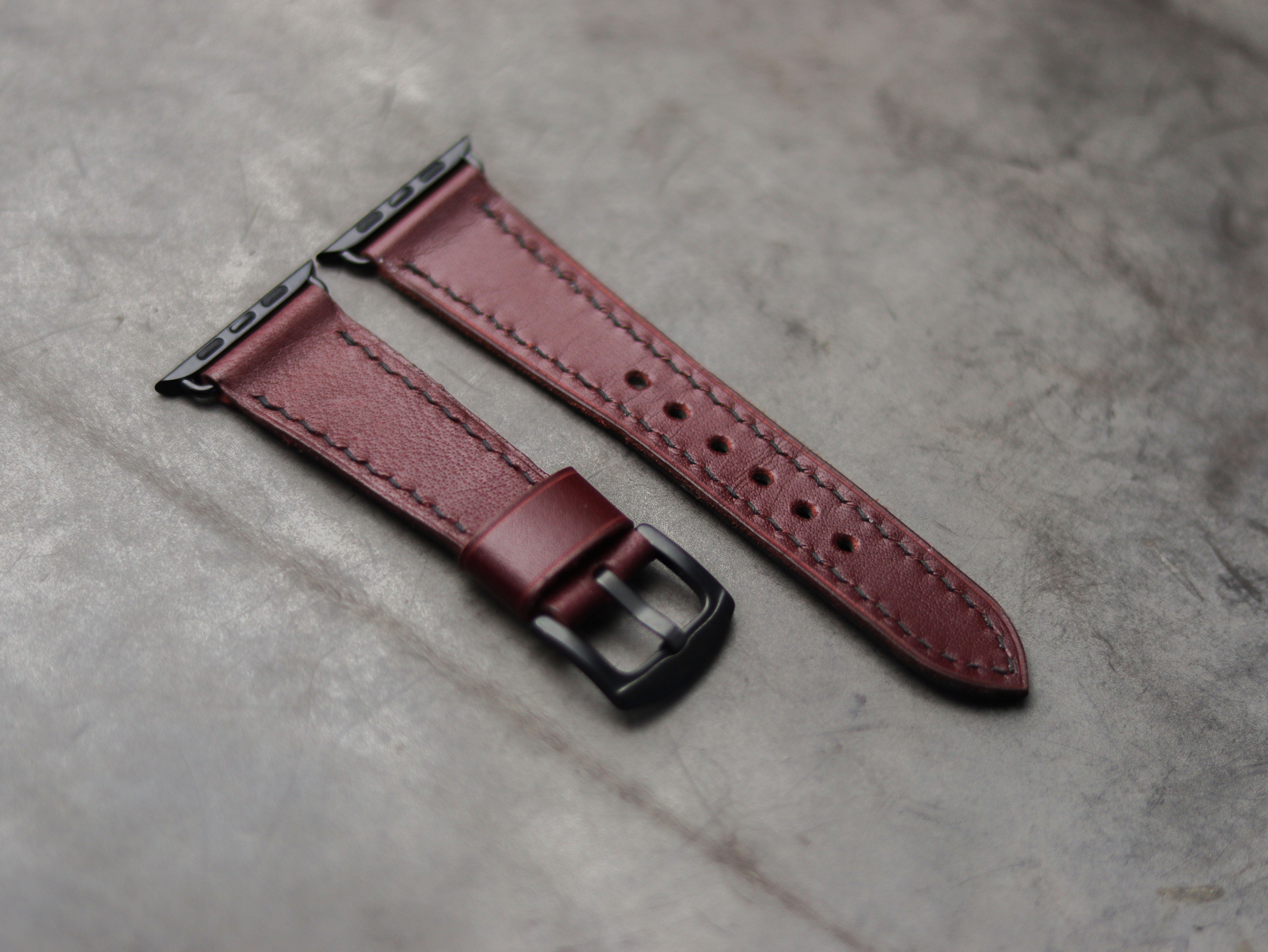 GARNET BURGUNDY LEATHER - APPLE WATCH STRAPS HAND-CRAFTED