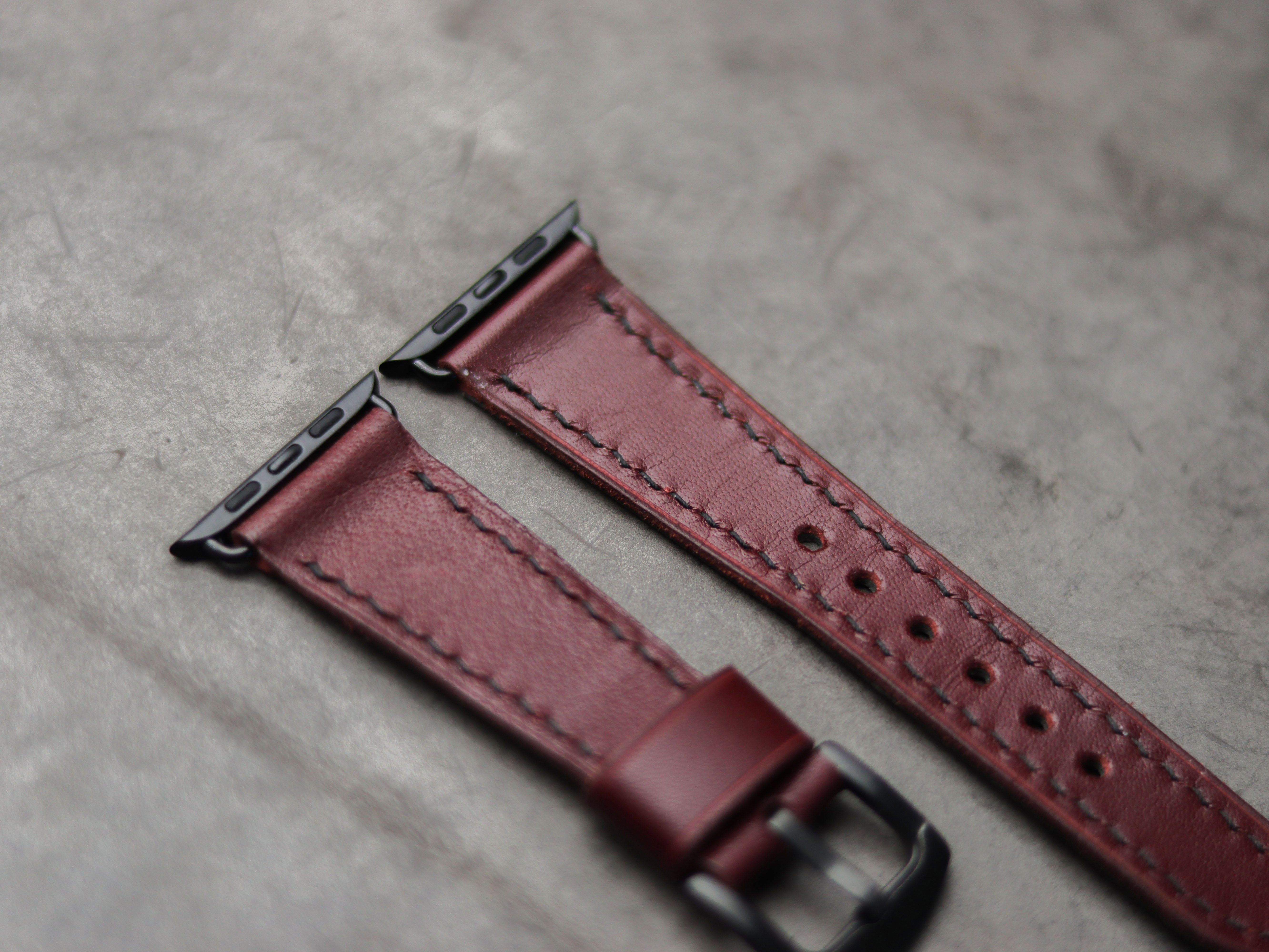 GARNET BURGUNDY LEATHER - APPLE WATCH STRAPS HAND-CRAFTED