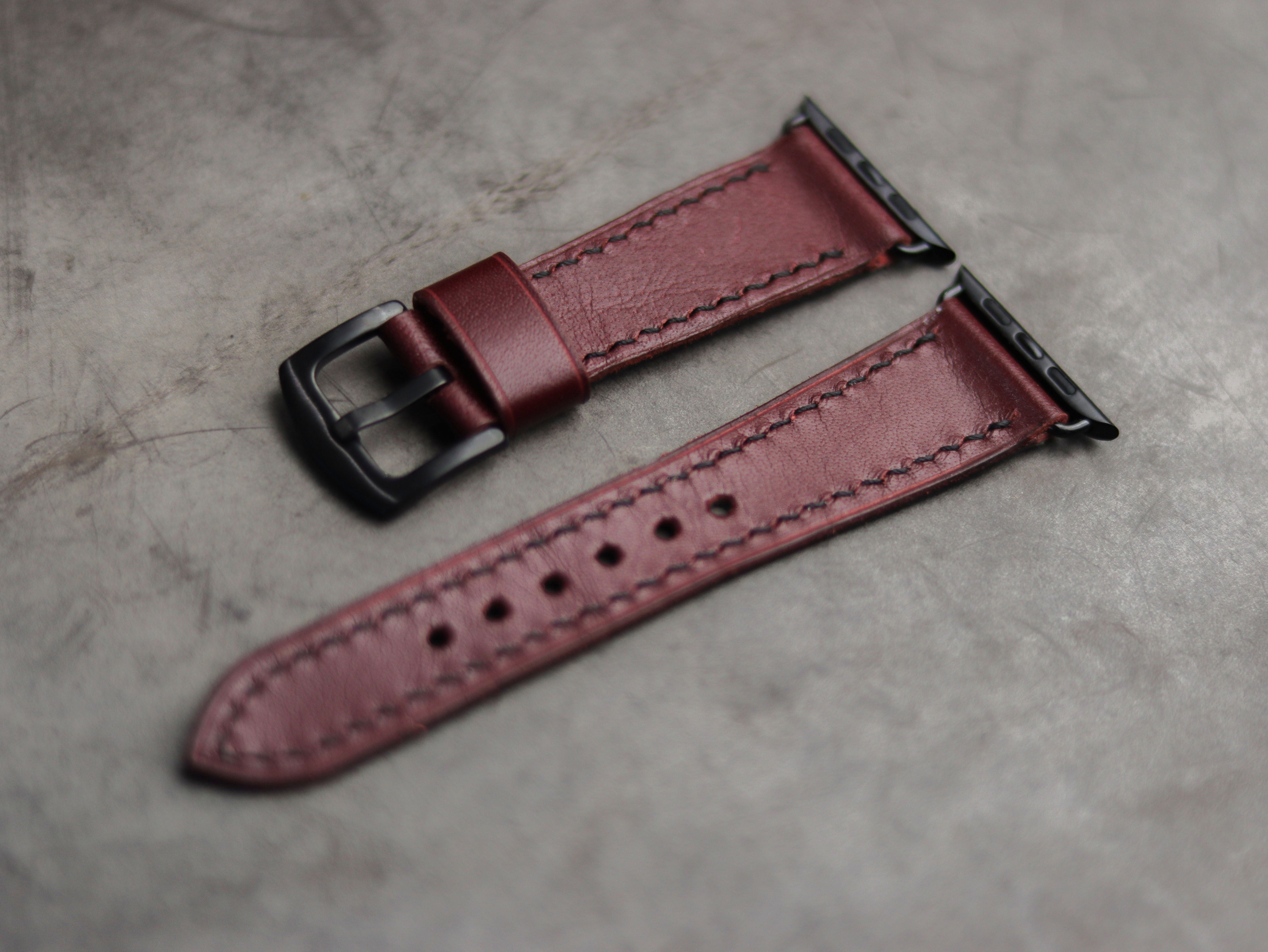 GARNET BURGUNDY LEATHER - APPLE WATCH STRAPS HAND-CRAFTED