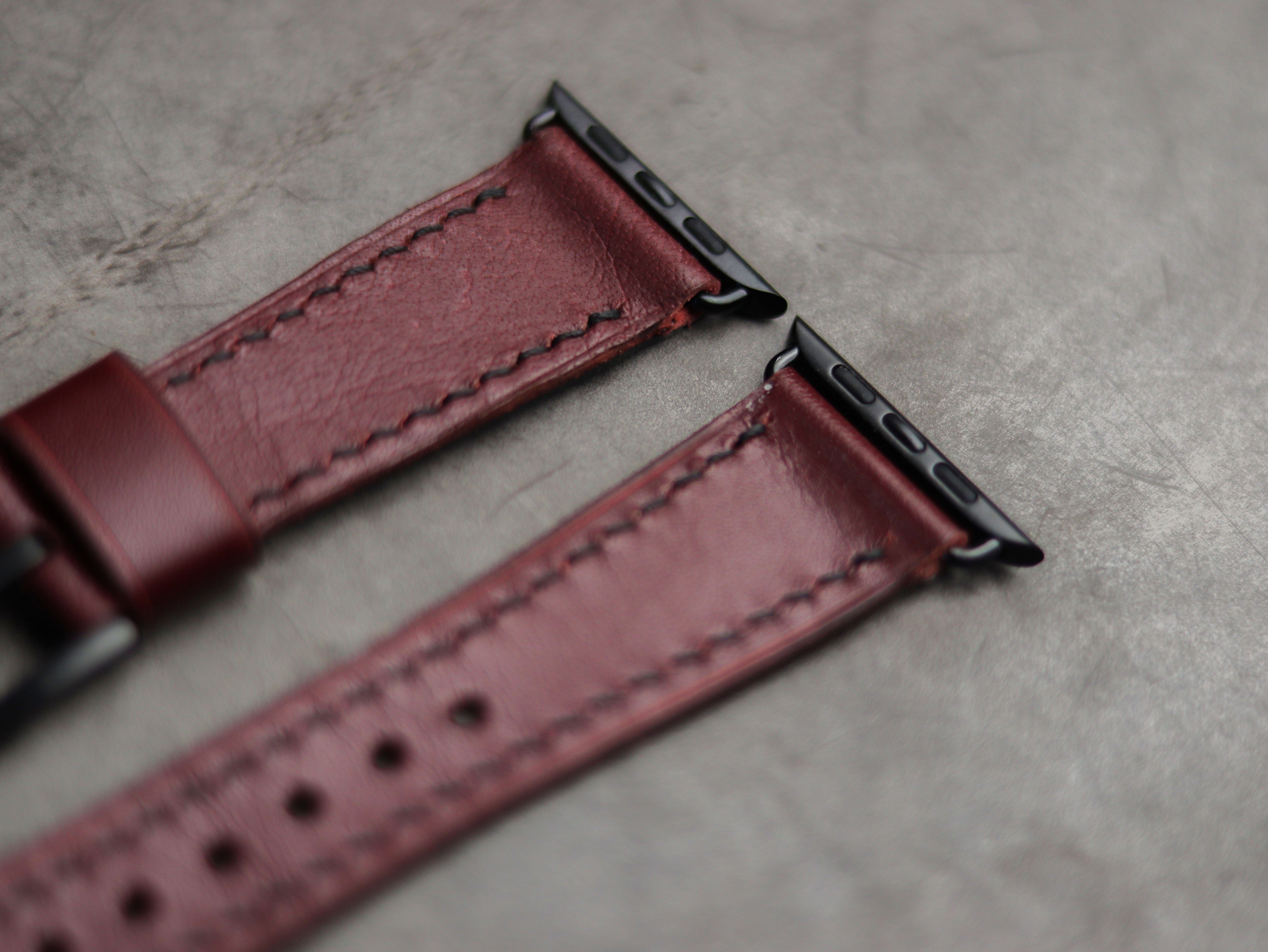 GARNET BURGUNDY LEATHER - APPLE WATCH STRAPS HAND-CRAFTED