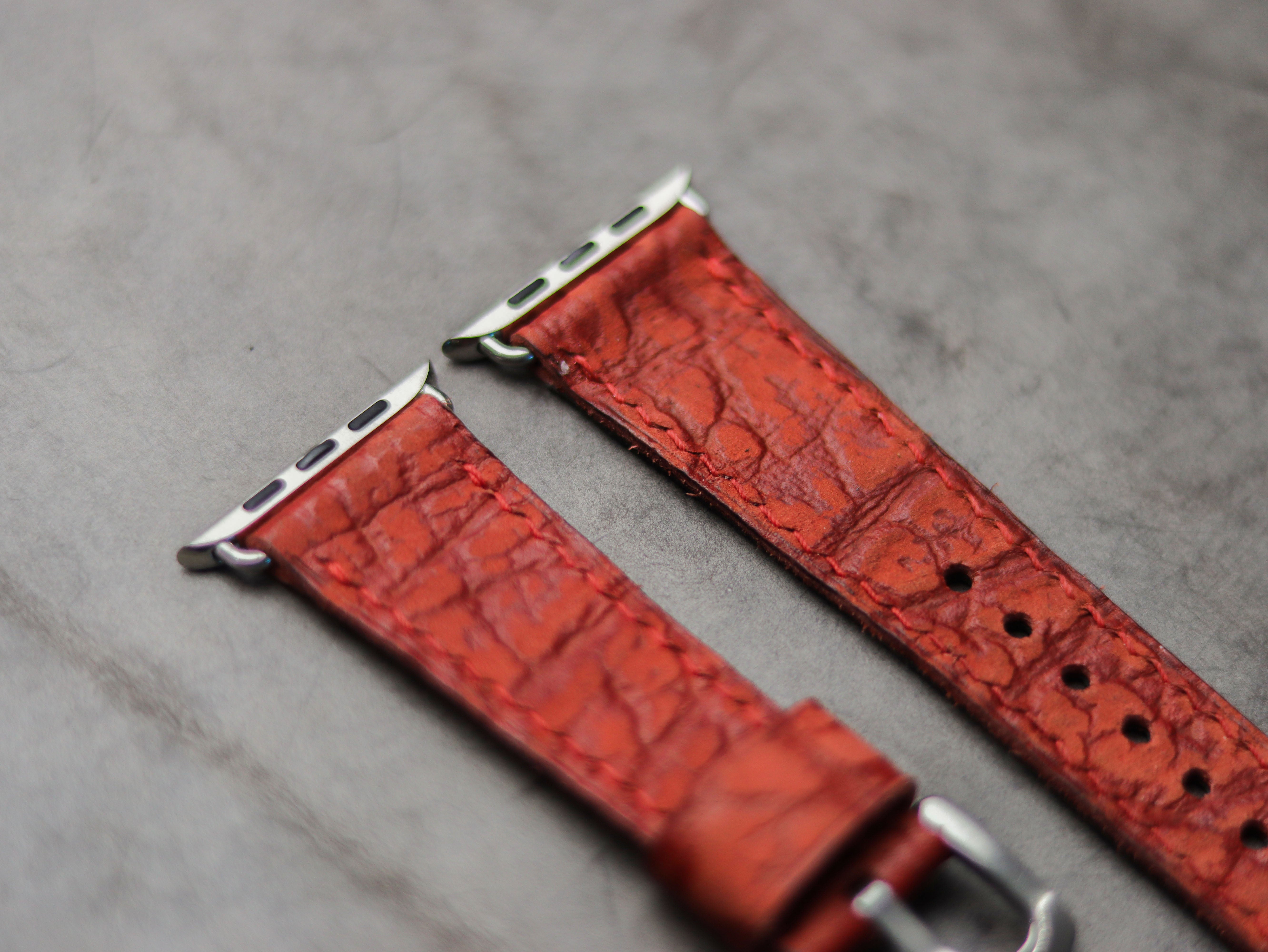 TEXTURED RED LEATHER - APPLE WATCH STRAPS HAND-CRAFTED