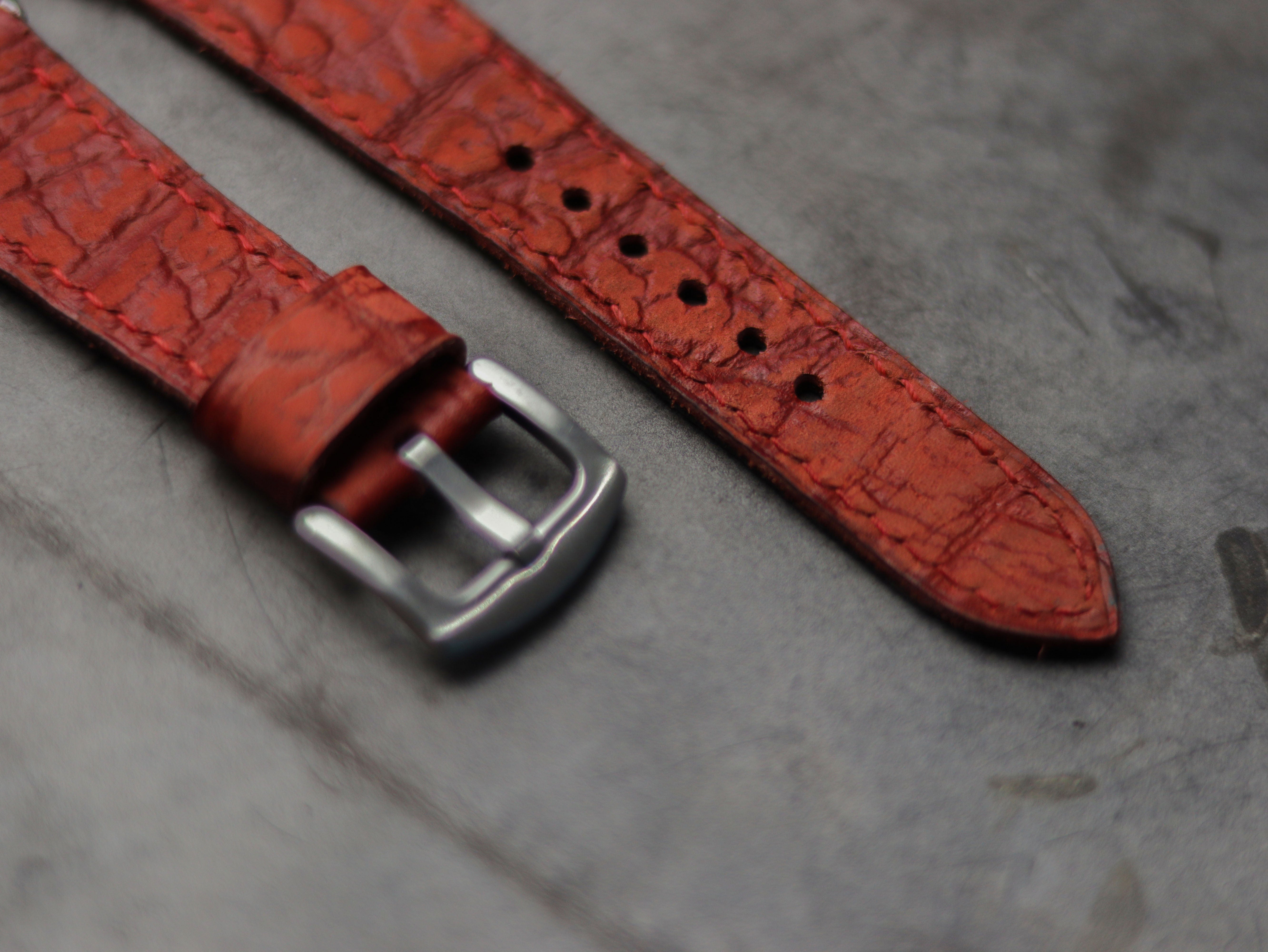 TEXTURED RED LEATHER - APPLE WATCH STRAPS HAND-CRAFTED