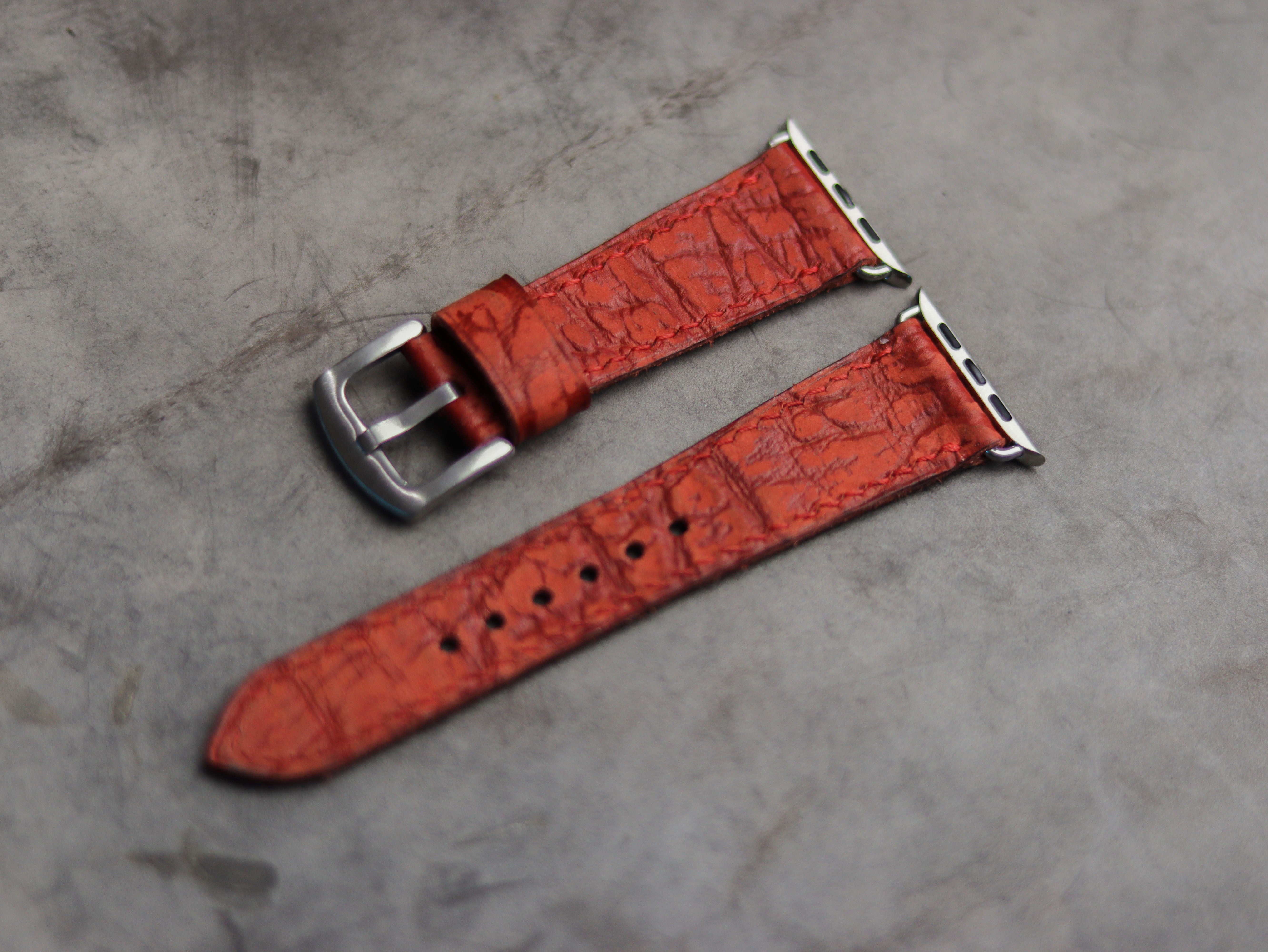 TEXTURED RED LEATHER - APPLE WATCH STRAPS HAND-CRAFTED