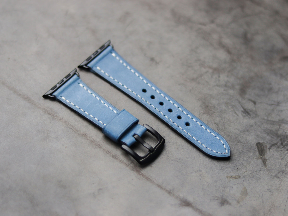 CAROLINE BLUE LEATHER - APPLE WATCH STRAPS HAND-CRAFTED