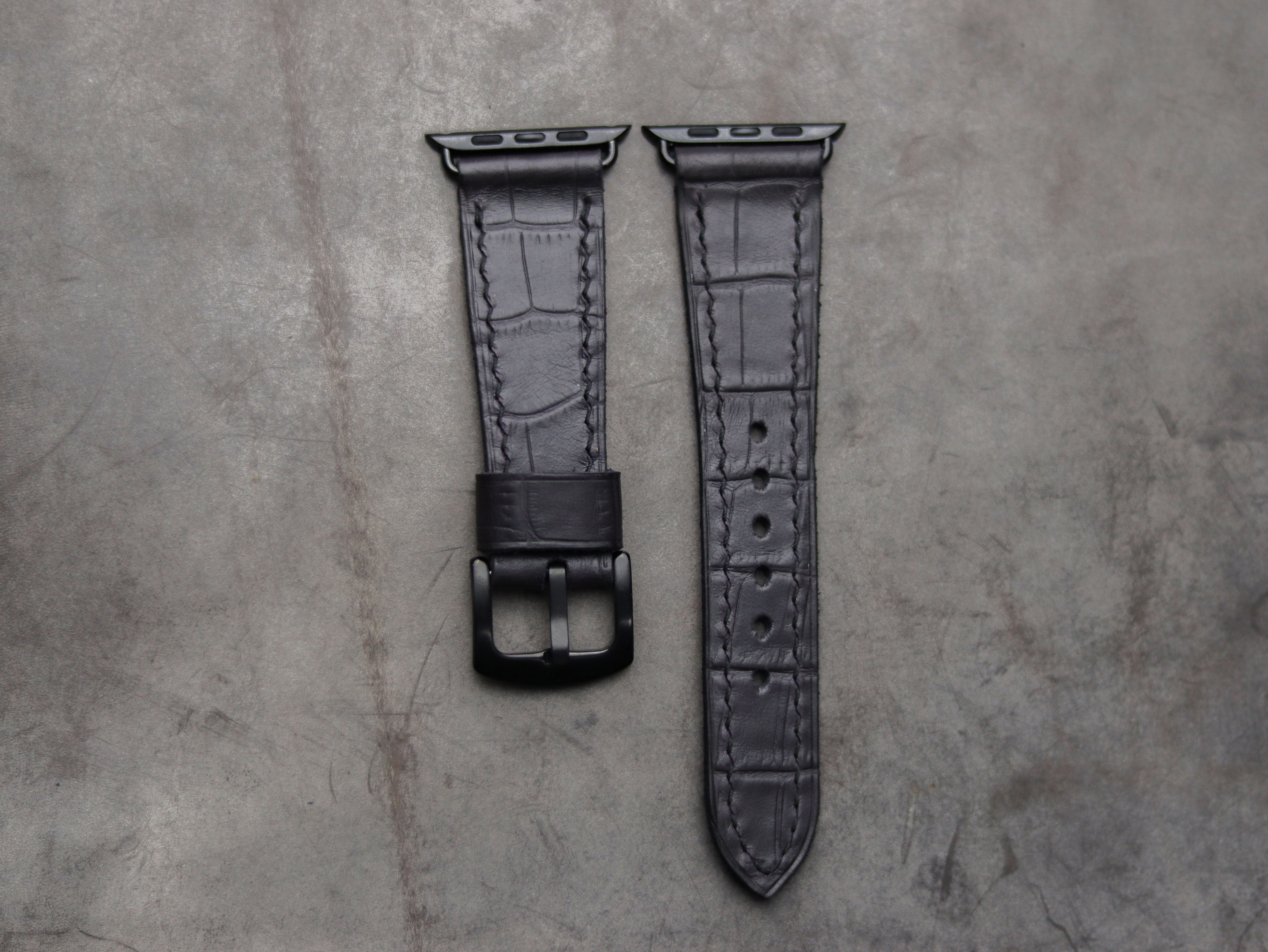 BLACK CROCO LEATHER - APPLE WATCH STRAPS HAND-CRAFTED