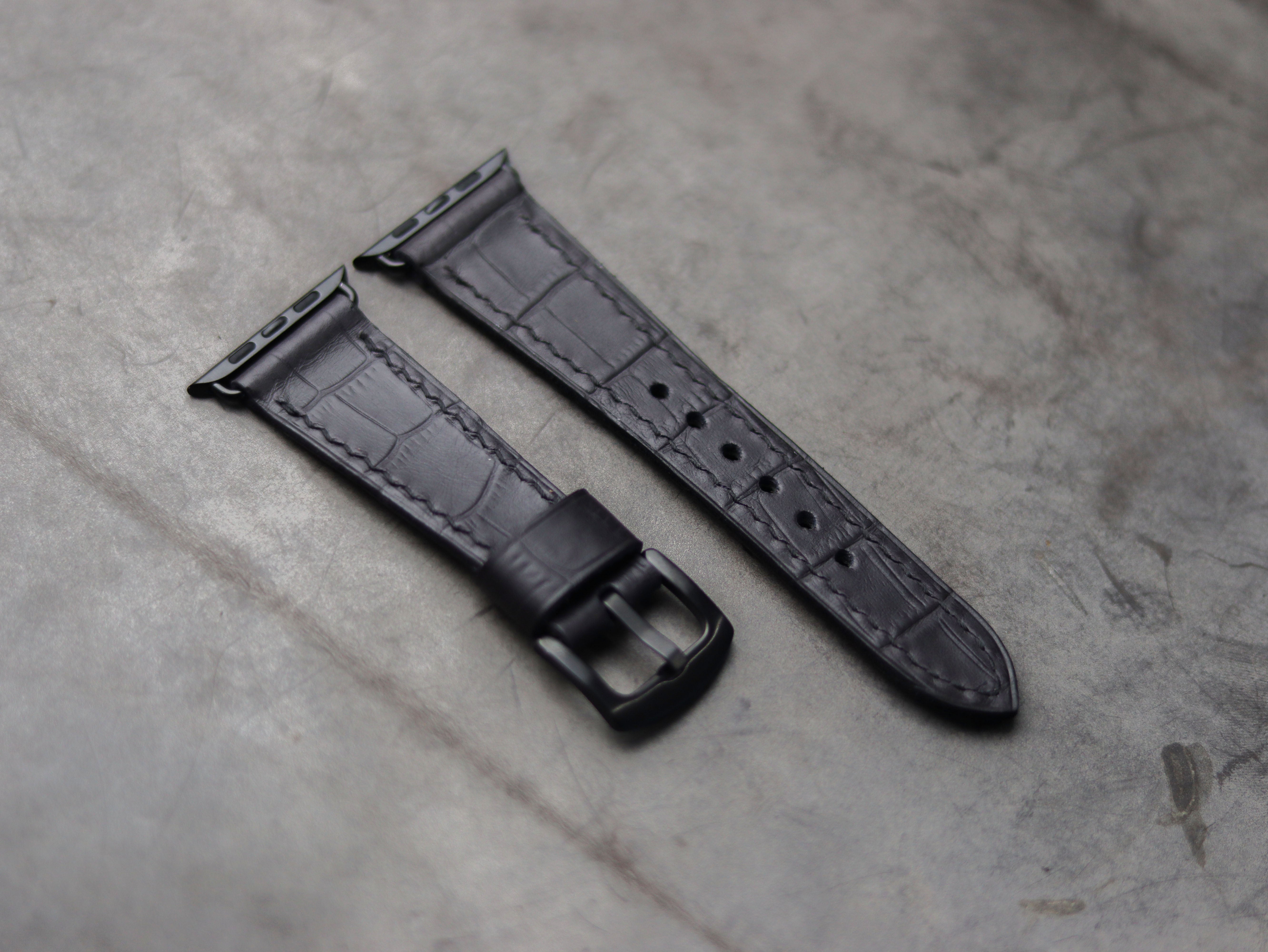 BLACK CROCO LEATHER - APPLE WATCH STRAPS HAND-CRAFTED