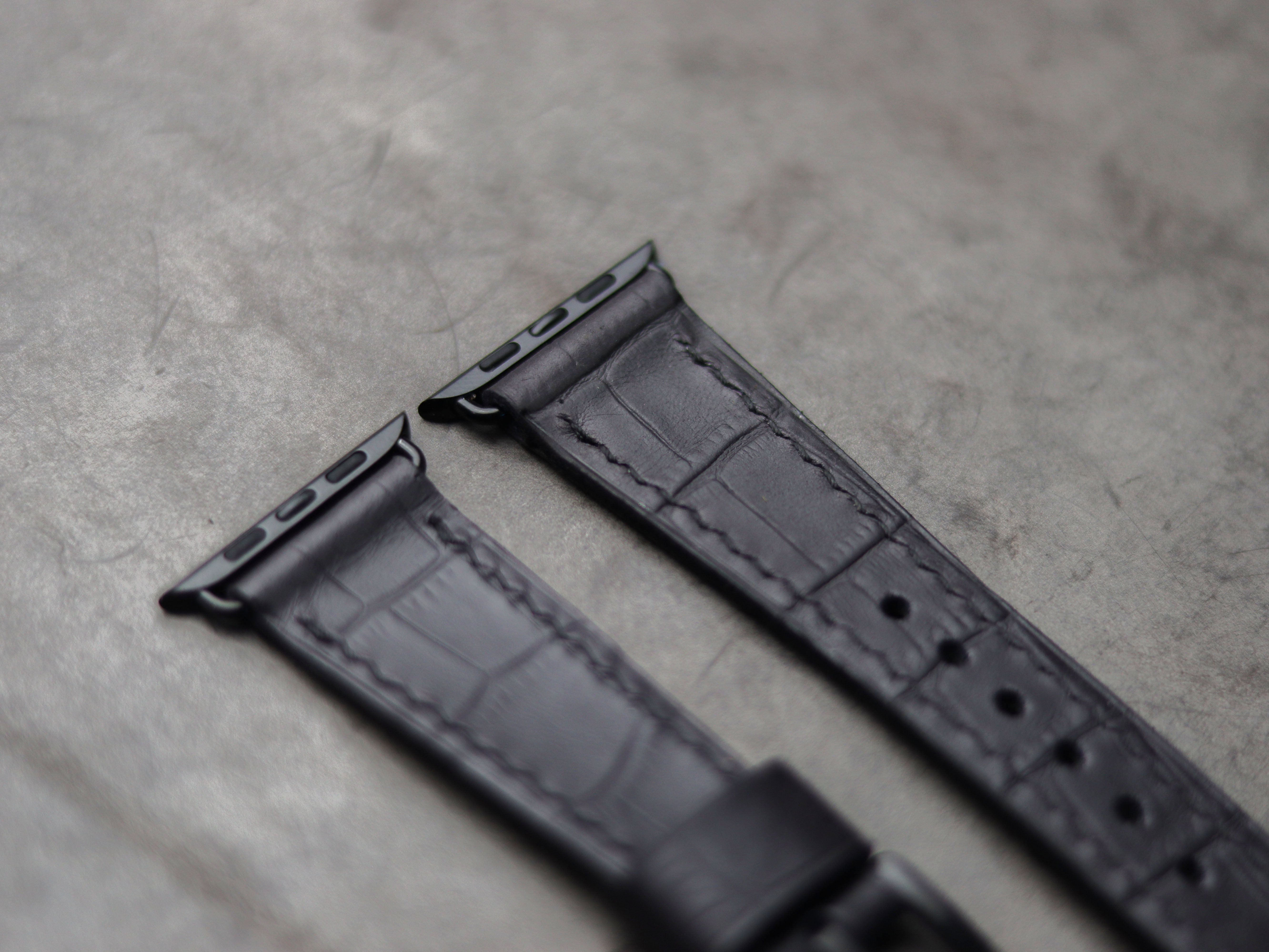 BLACK CROCO LEATHER - APPLE WATCH STRAPS HAND-CRAFTED