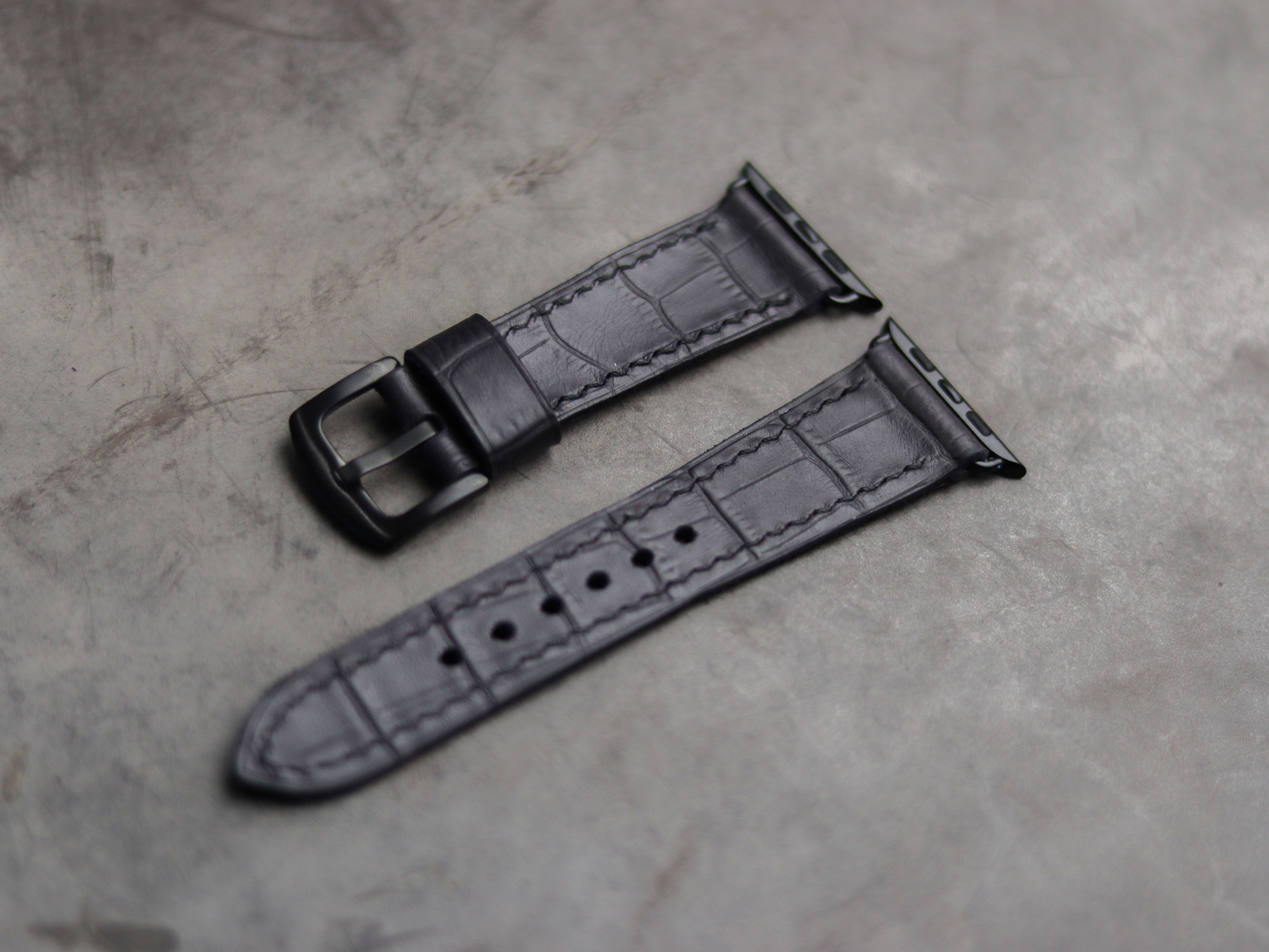 BLACK CROCO LEATHER - APPLE WATCH STRAPS HAND-CRAFTED