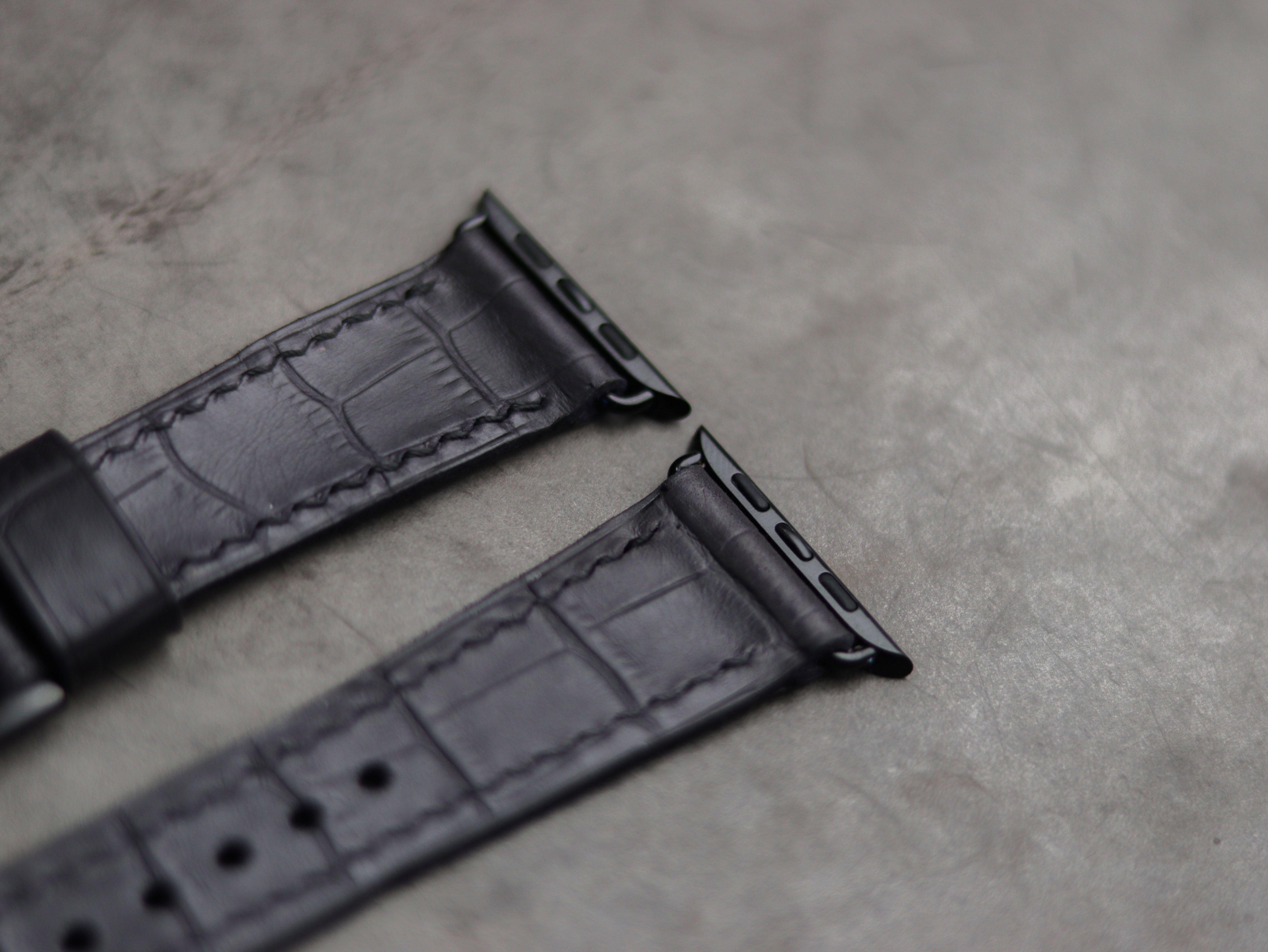 BLACK CROCO LEATHER - APPLE WATCH STRAPS HAND-CRAFTED