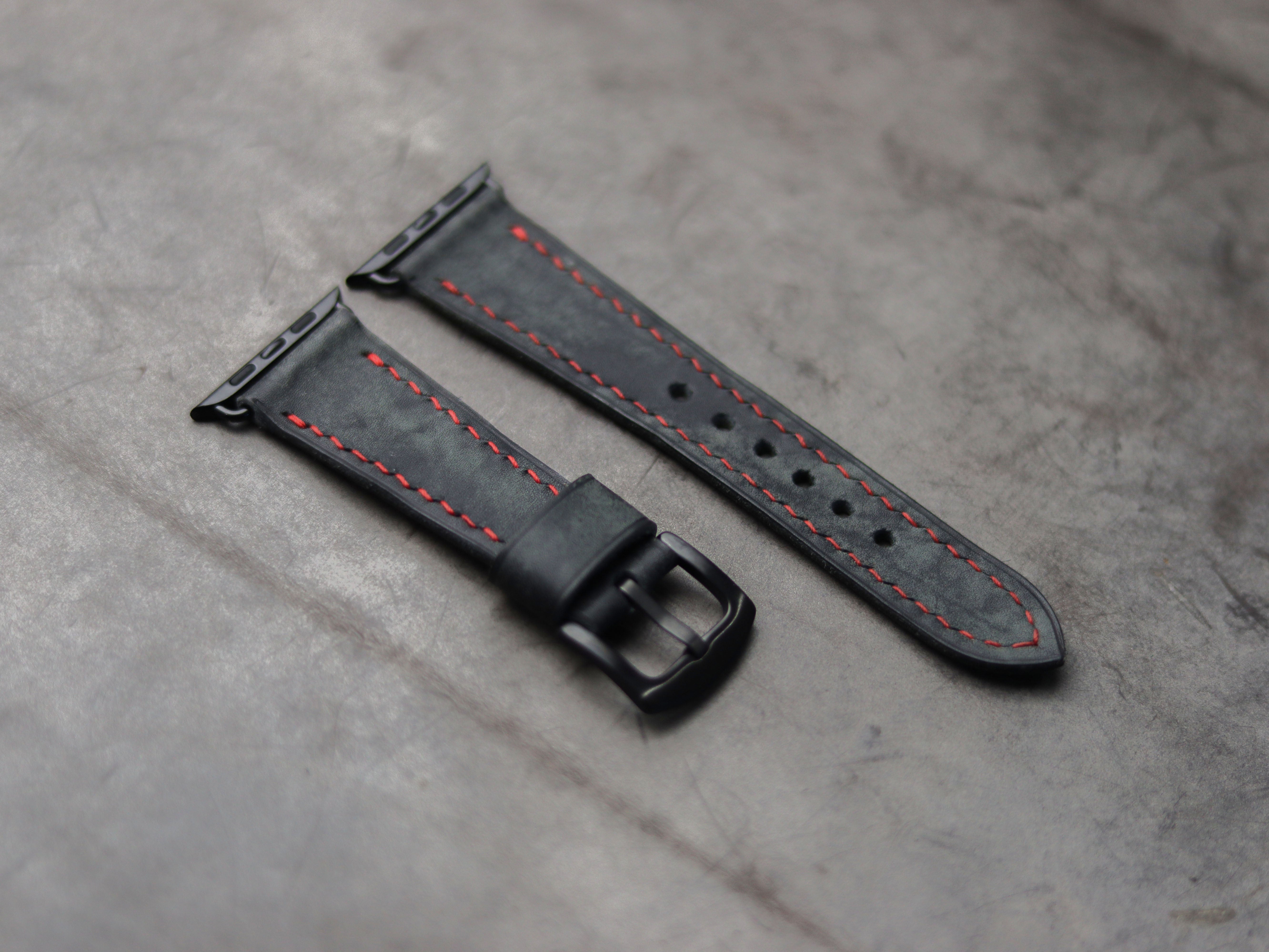 ONYX GREY LEATHER - APPLE WATCH STRAPS HAND-CRAFTED