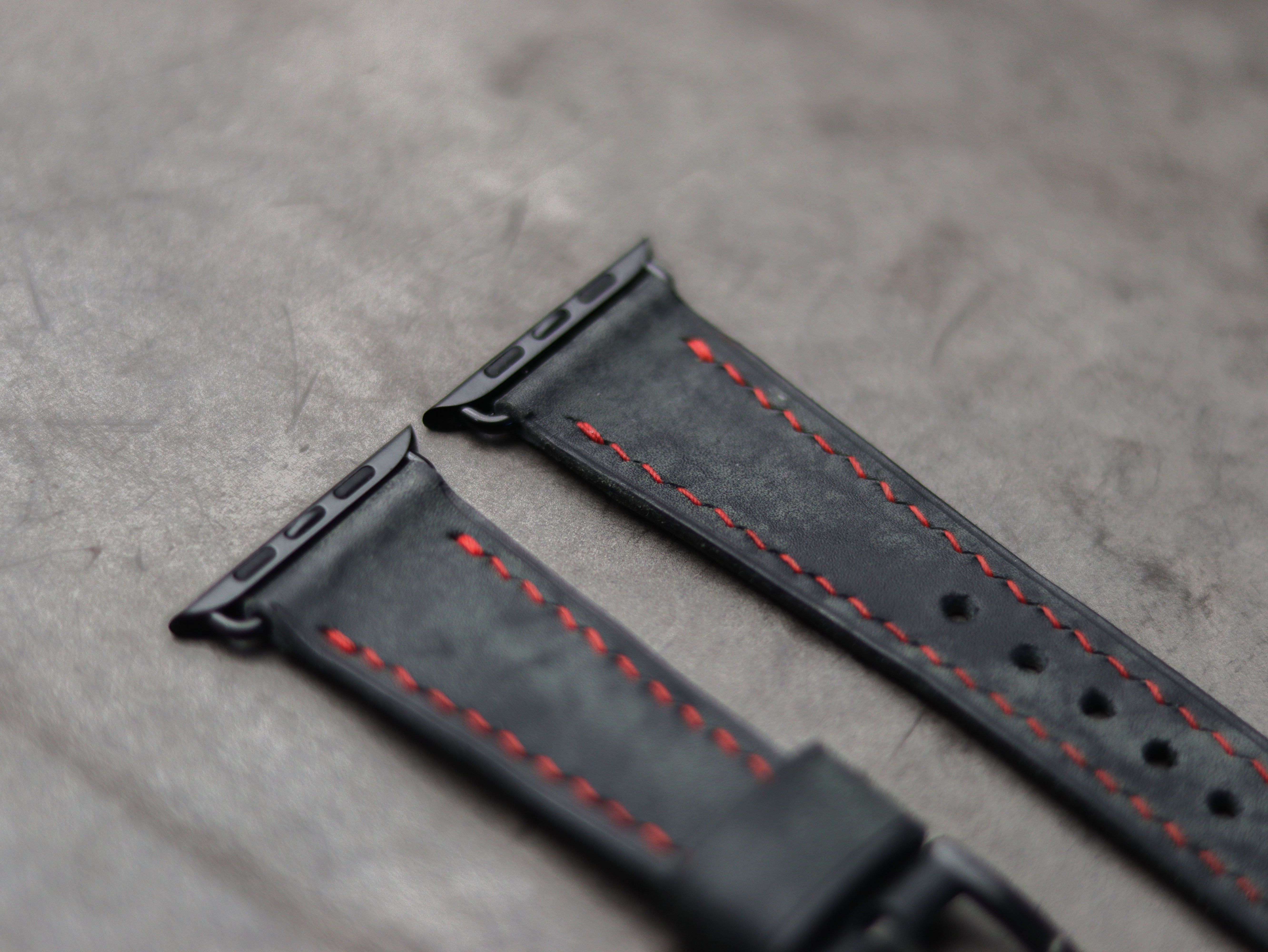 ONYX GREY LEATHER - APPLE WATCH STRAPS HAND-CRAFTED