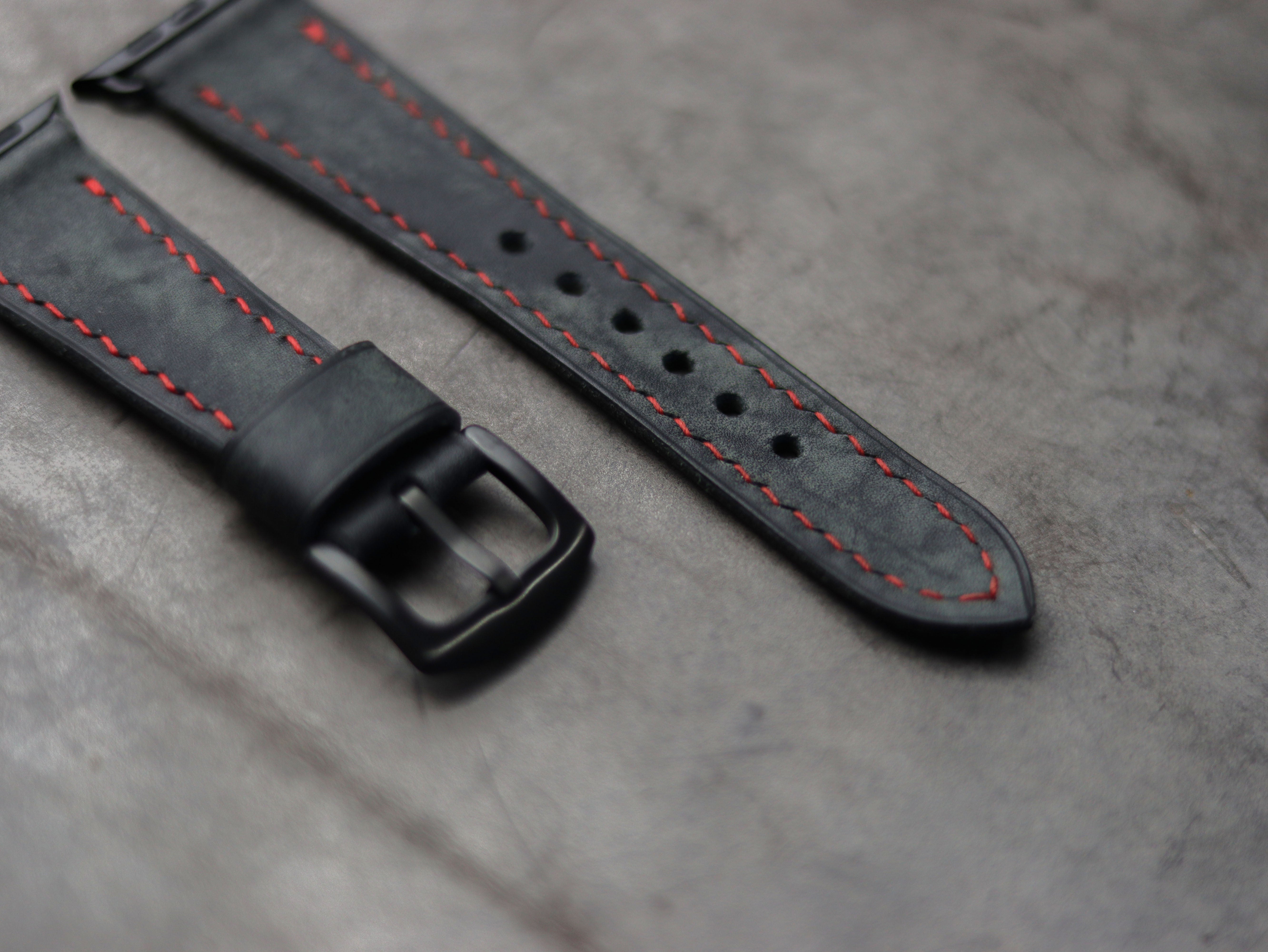 ONYX GREY LEATHER - APPLE WATCH STRAPS HAND-CRAFTED