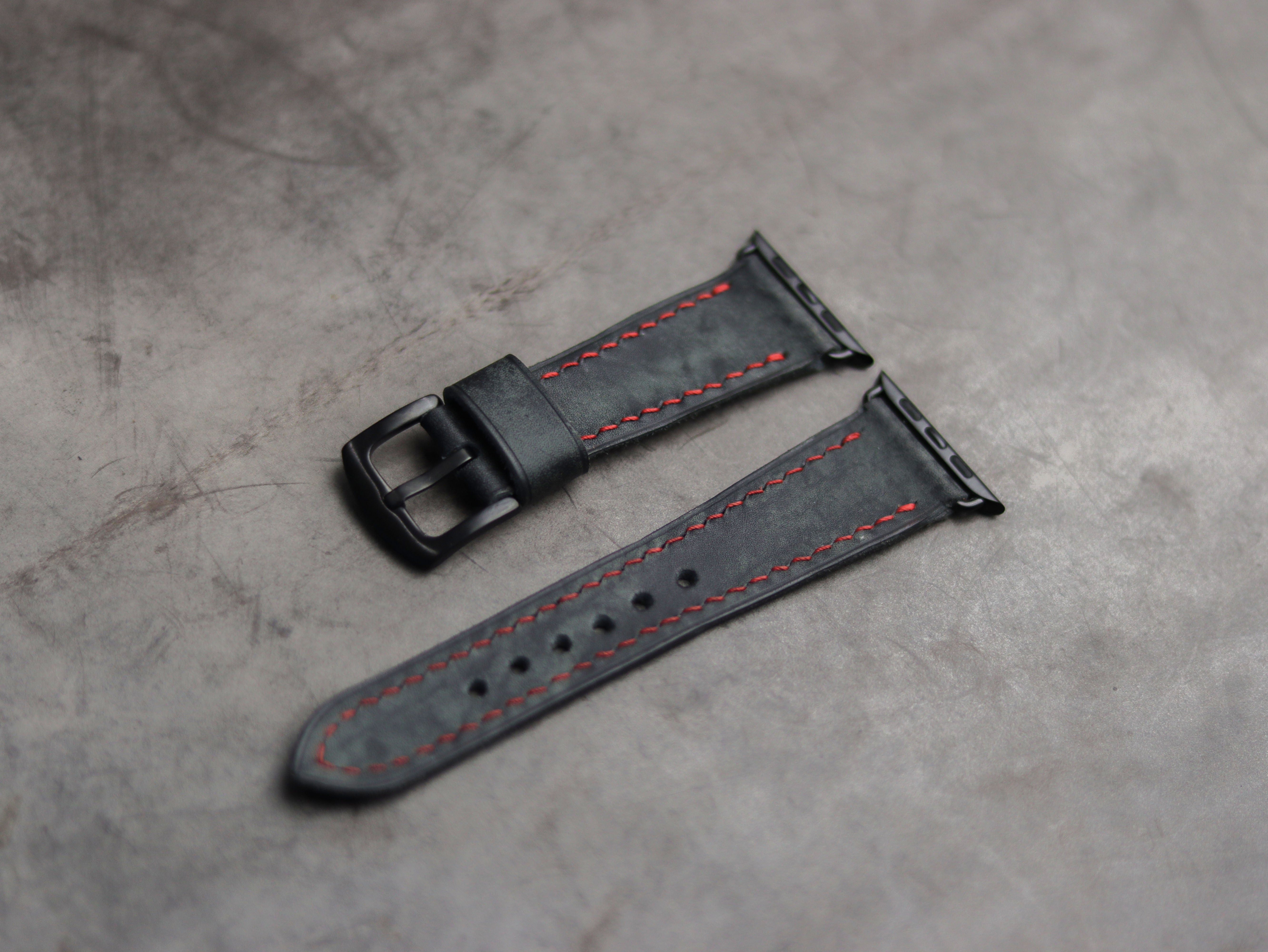 ONYX GREY LEATHER - APPLE WATCH STRAPS HAND-CRAFTED