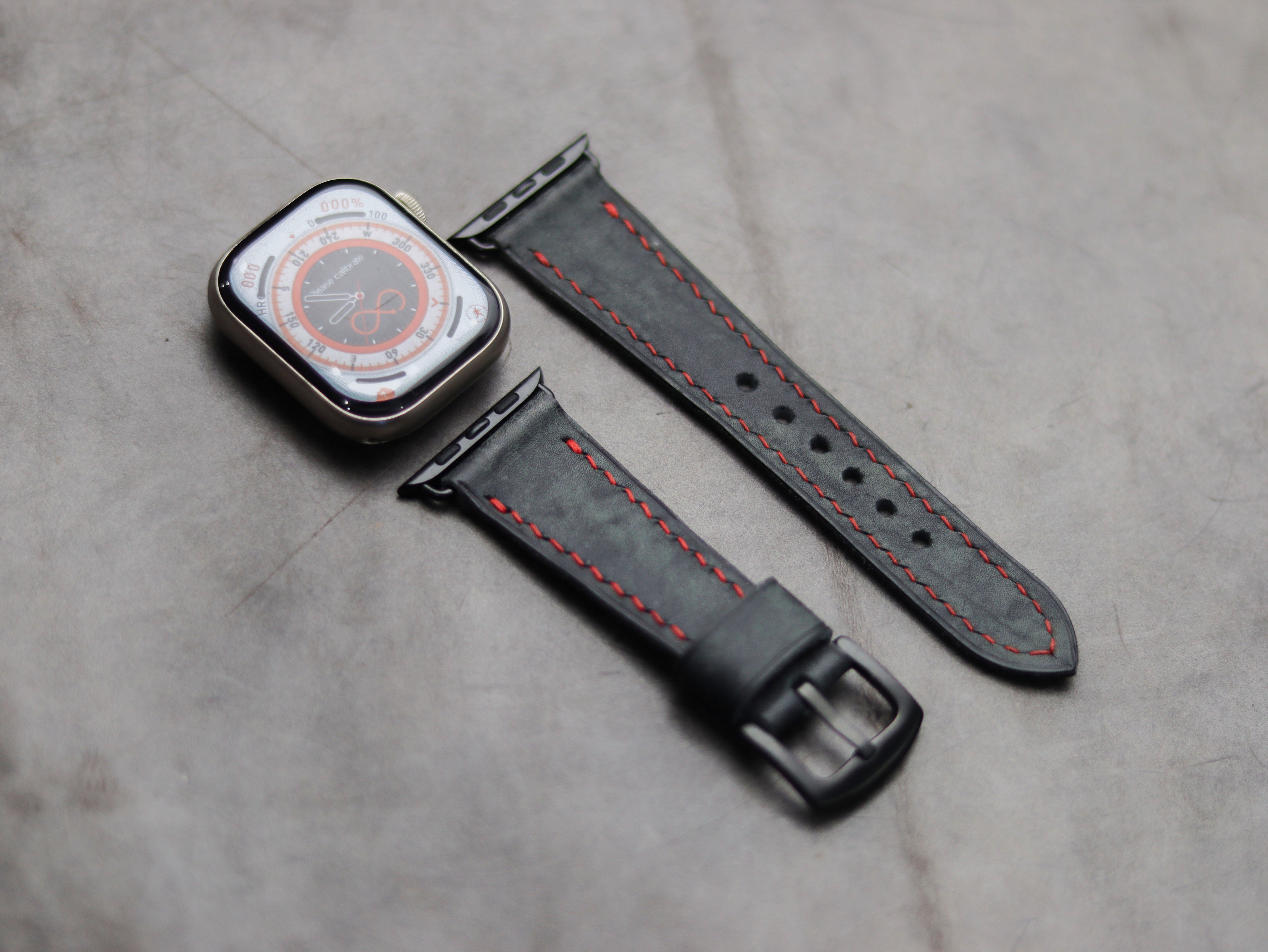 Grey leather apple watch on sale strap