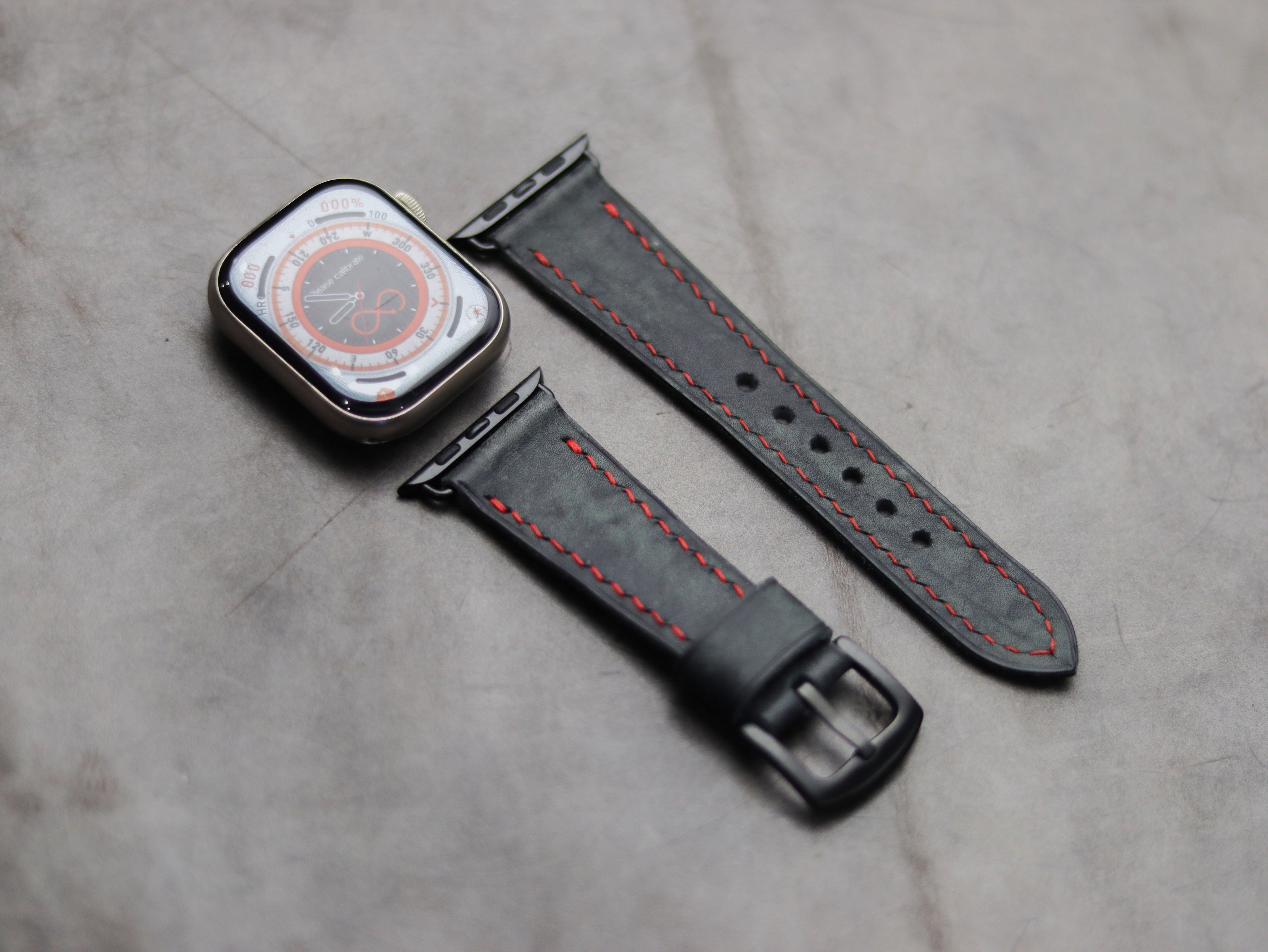 ONYX GREY LEATHER - APPLE WATCH STRAPS HAND-CRAFTED