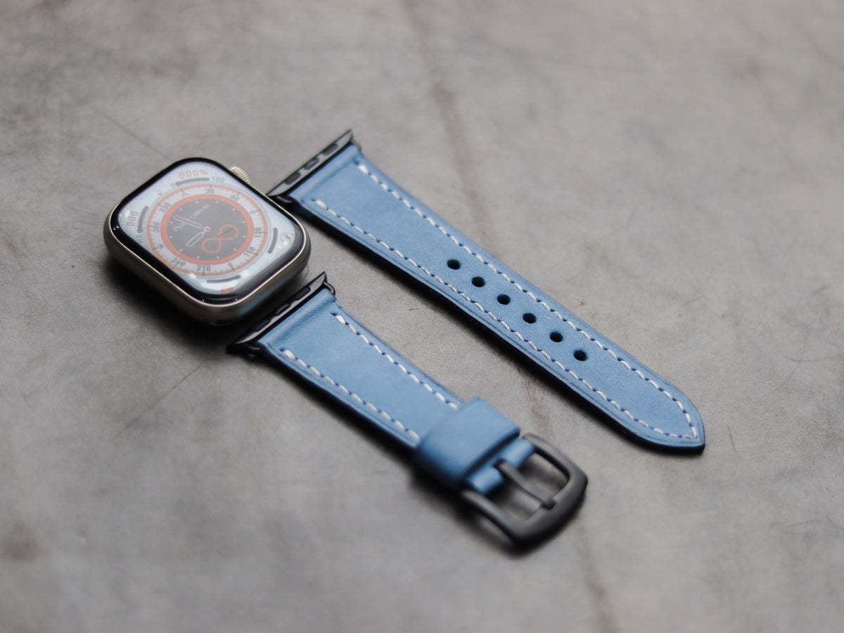 CAROLINE BLUE LEATHER - APPLE WATCH STRAPS HAND-CRAFTED