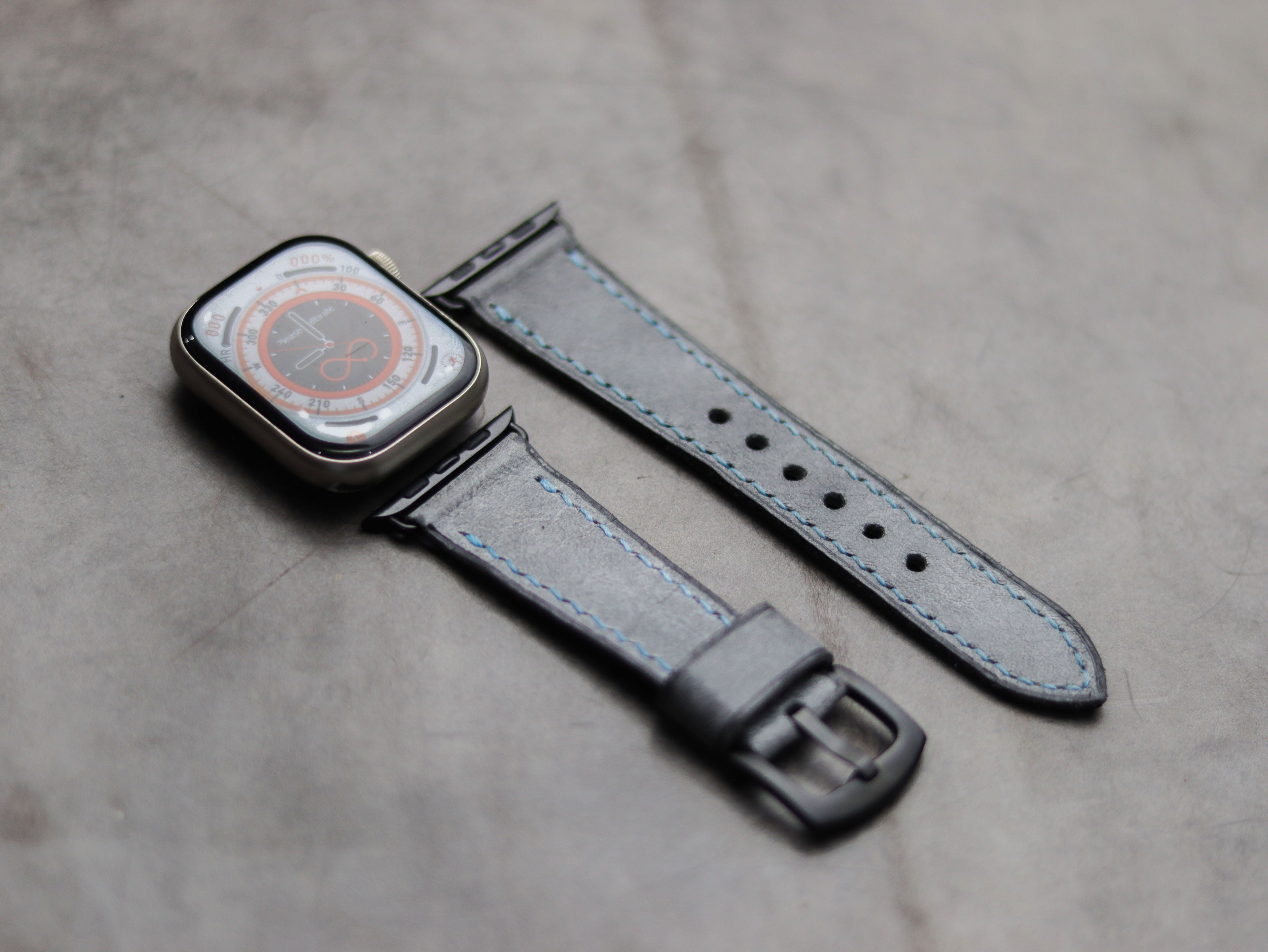 STONE BLUE LEATHER - APPLE WATCH STRAPS HAND-CRAFTED