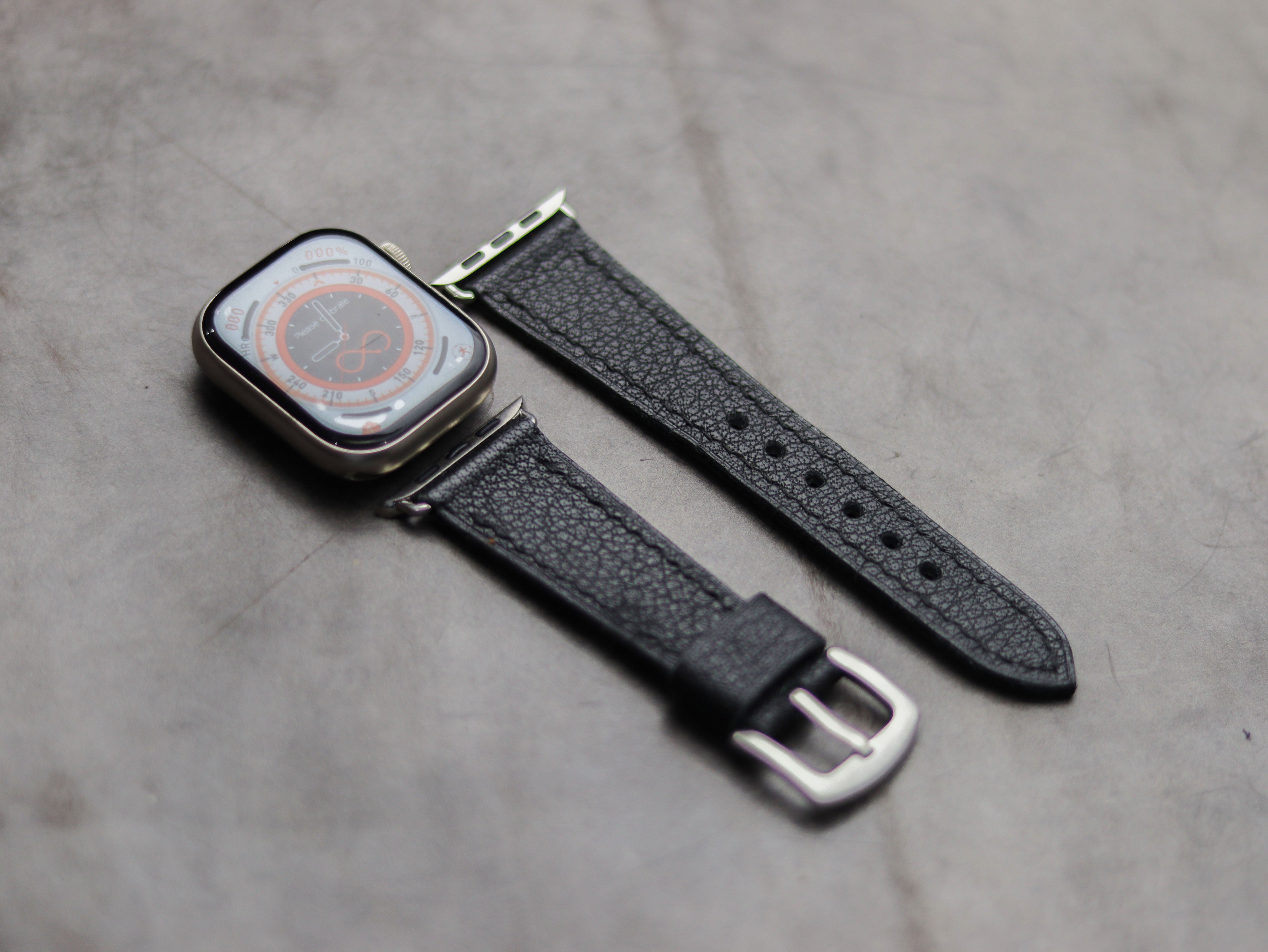 ITALIAN CHEVRE BLACK LEATHER - APPLE WATCH STRAPS HAND-CRAFTED