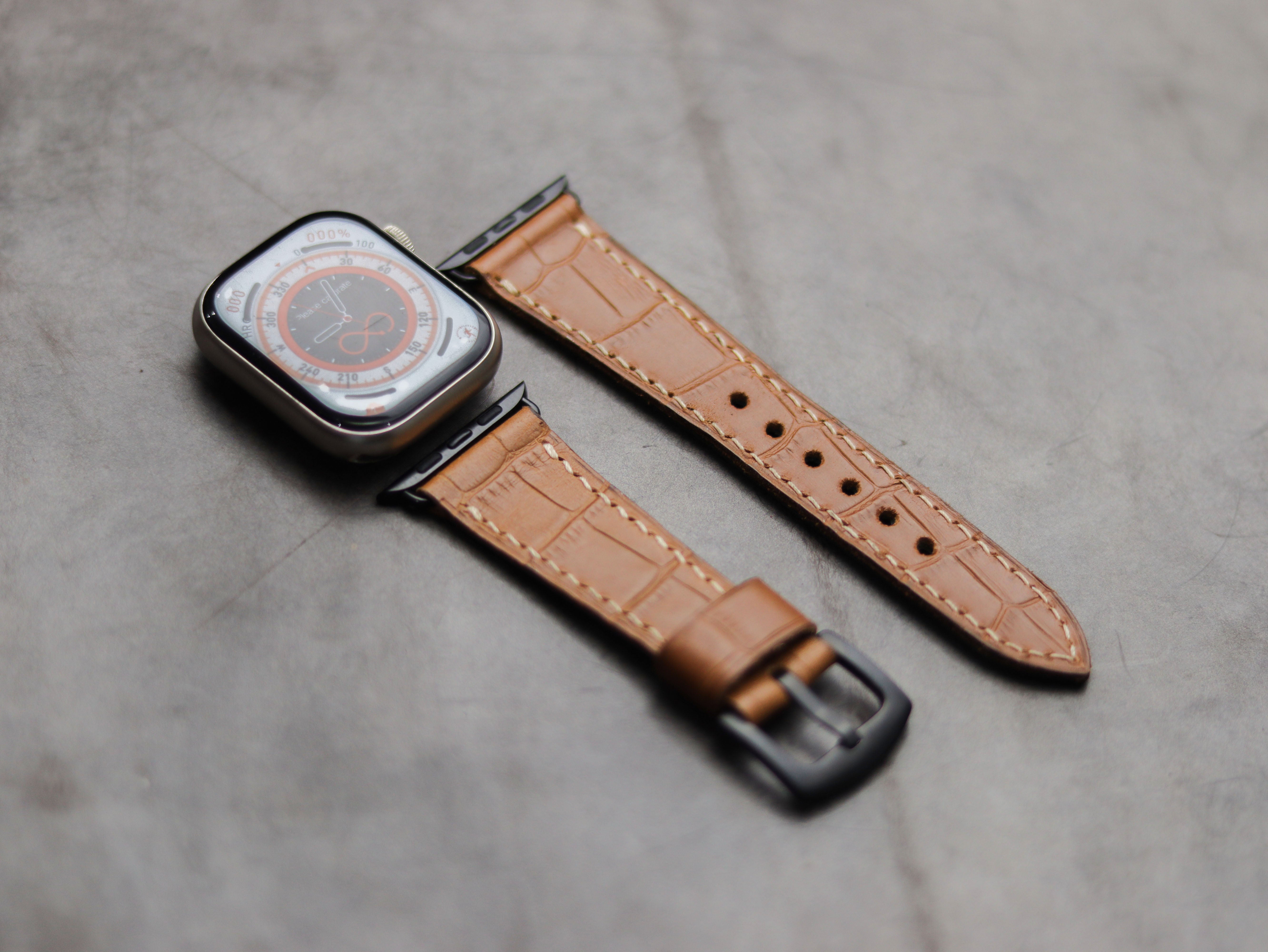 MUSTARD CROCO LEATHER - APPLE WATCH STRAPS HAND-CRAFTED