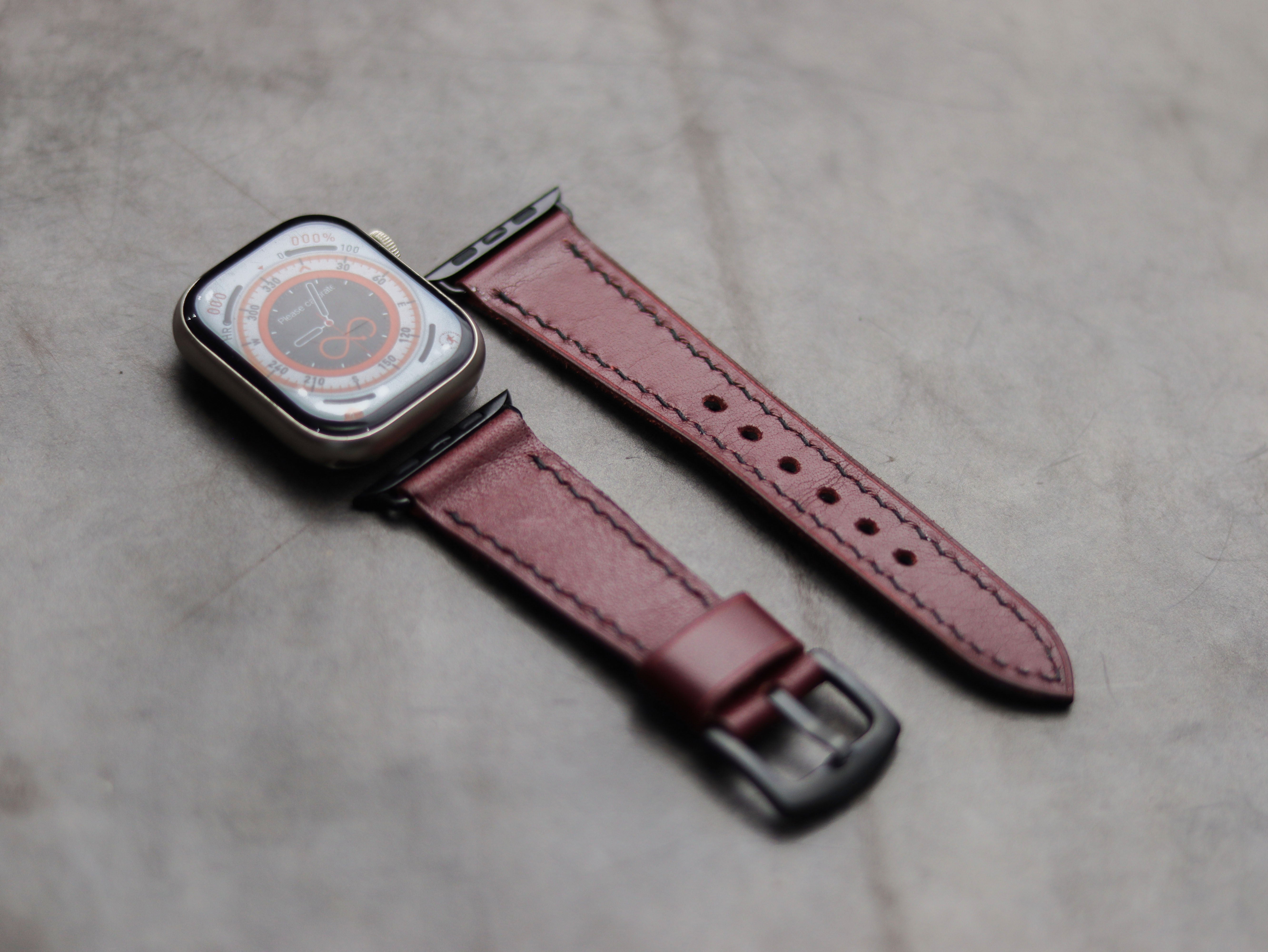 GARNET BURGUNDY LEATHER - APPLE WATCH STRAPS HAND-CRAFTED