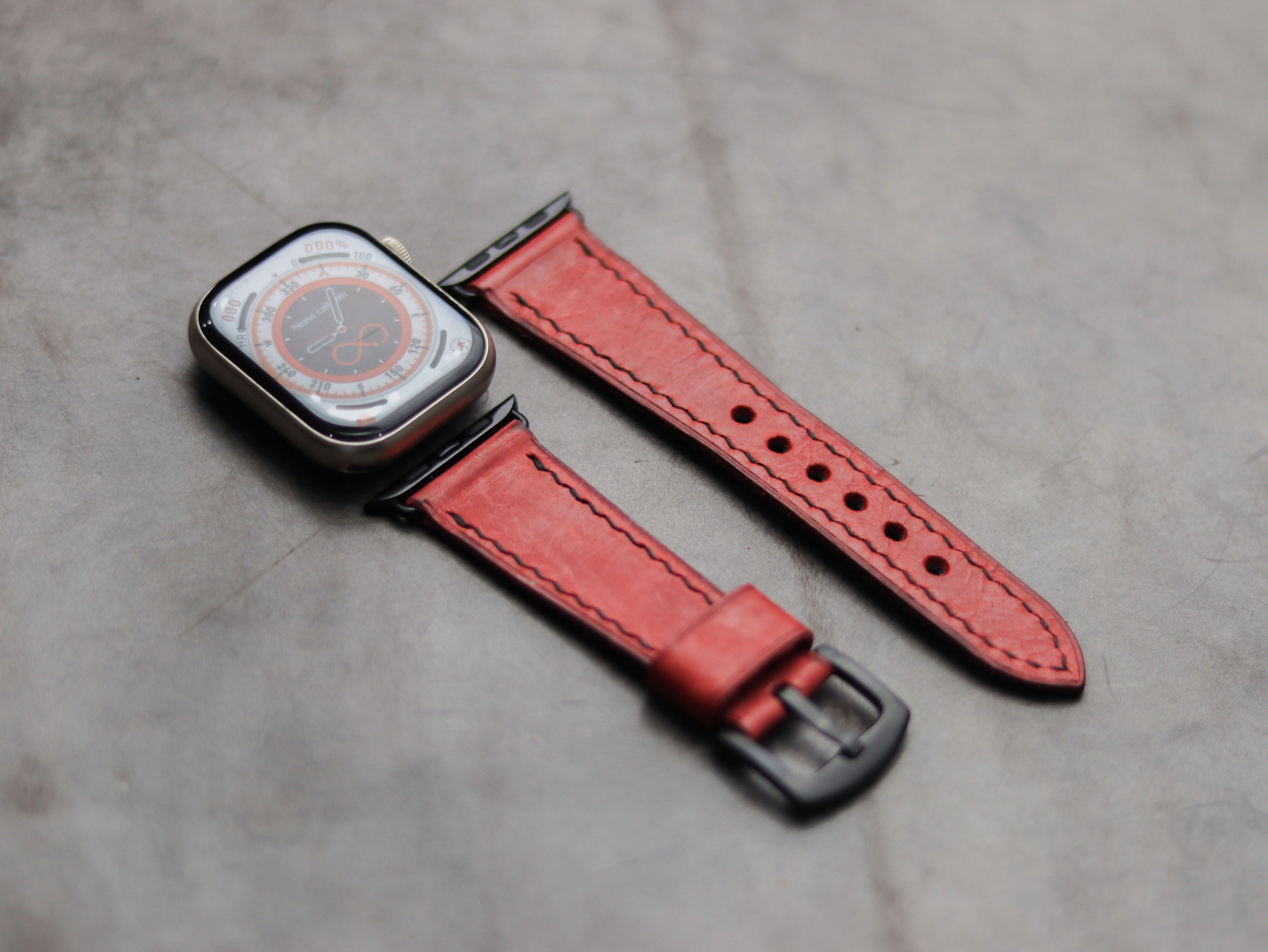 PRISMATIC RED LEATHER - APPLE WATCH STRAPS HAND-CRAFTED