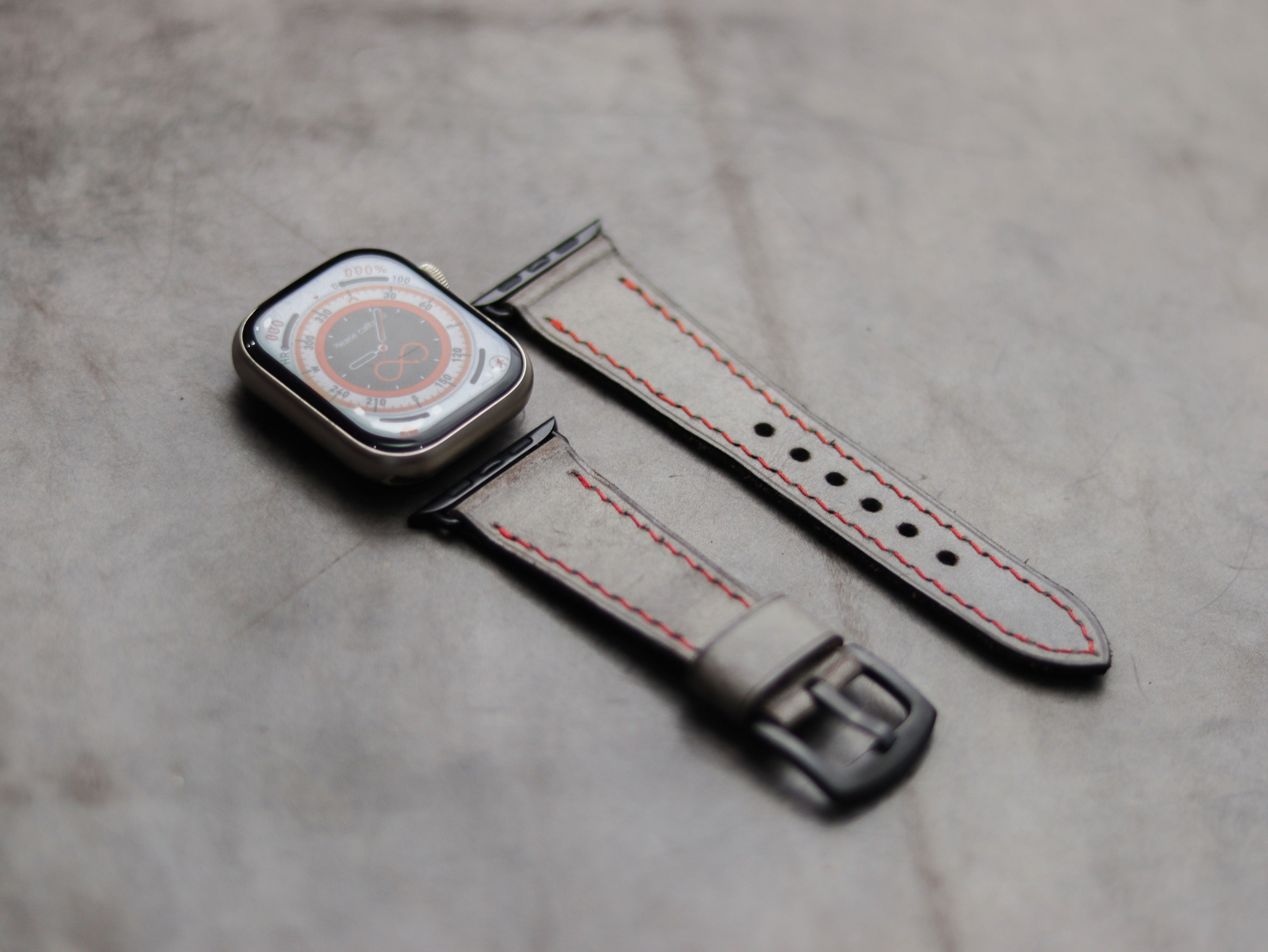 PEWTER GREY LEATHER - APPLE WATCH STRAPS HAND-CRAFTED