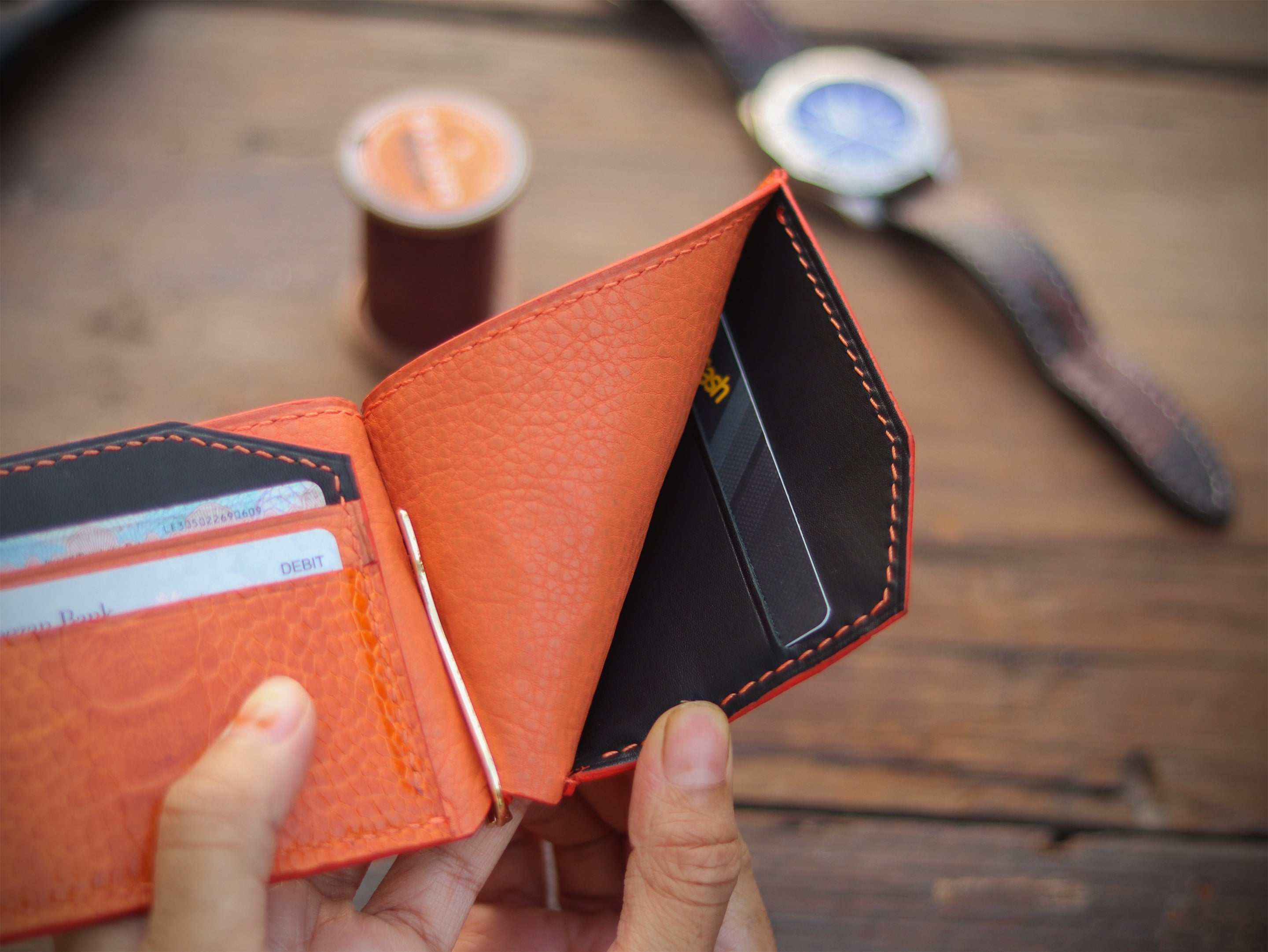CLIPPER C1 - TANGERINE ORANGE OSTRICH LEG SKIN