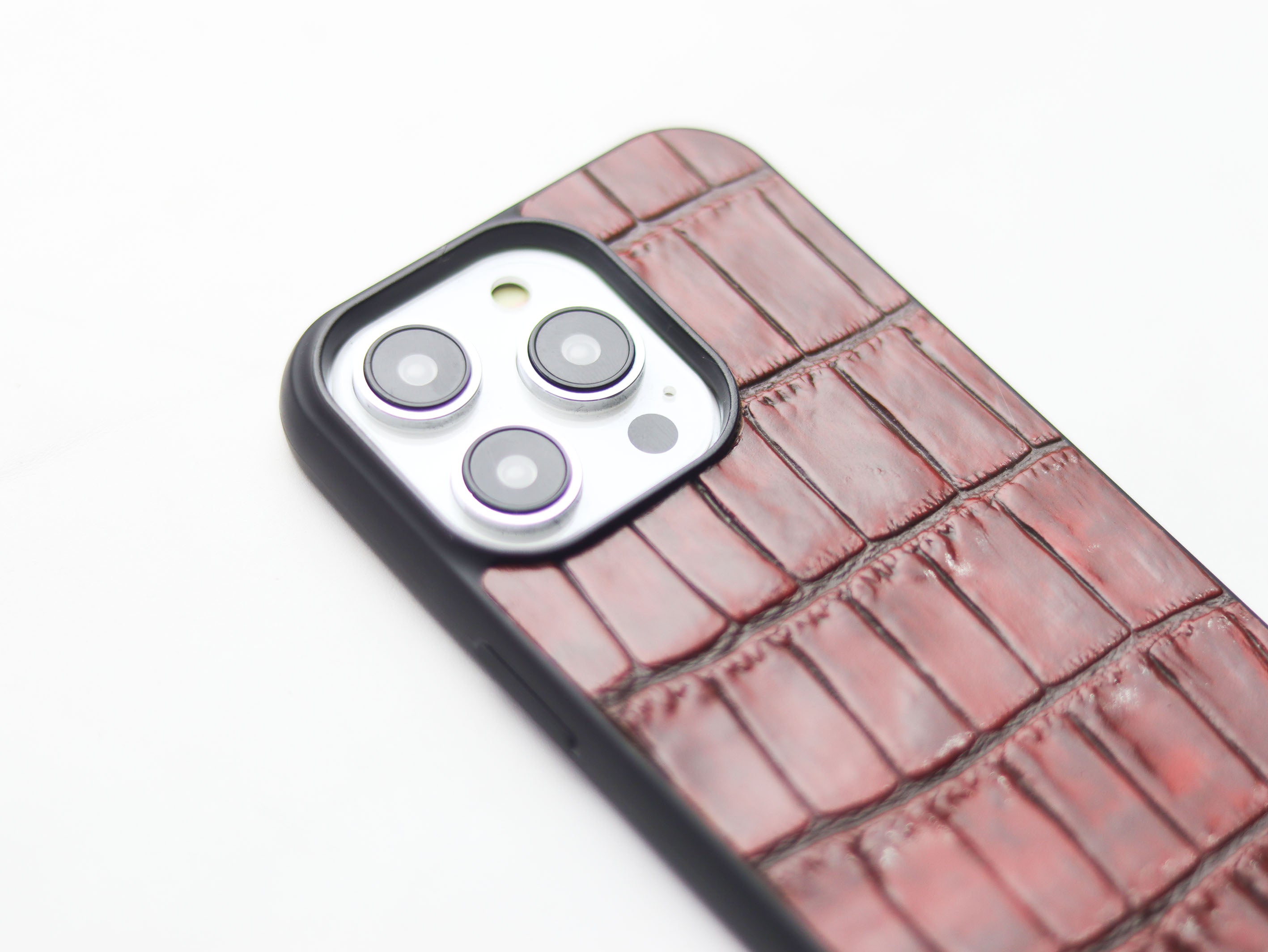 BURGUNDY CROCO LEATHER (LARGE SCALE) - CLASSIC PHONE CASE