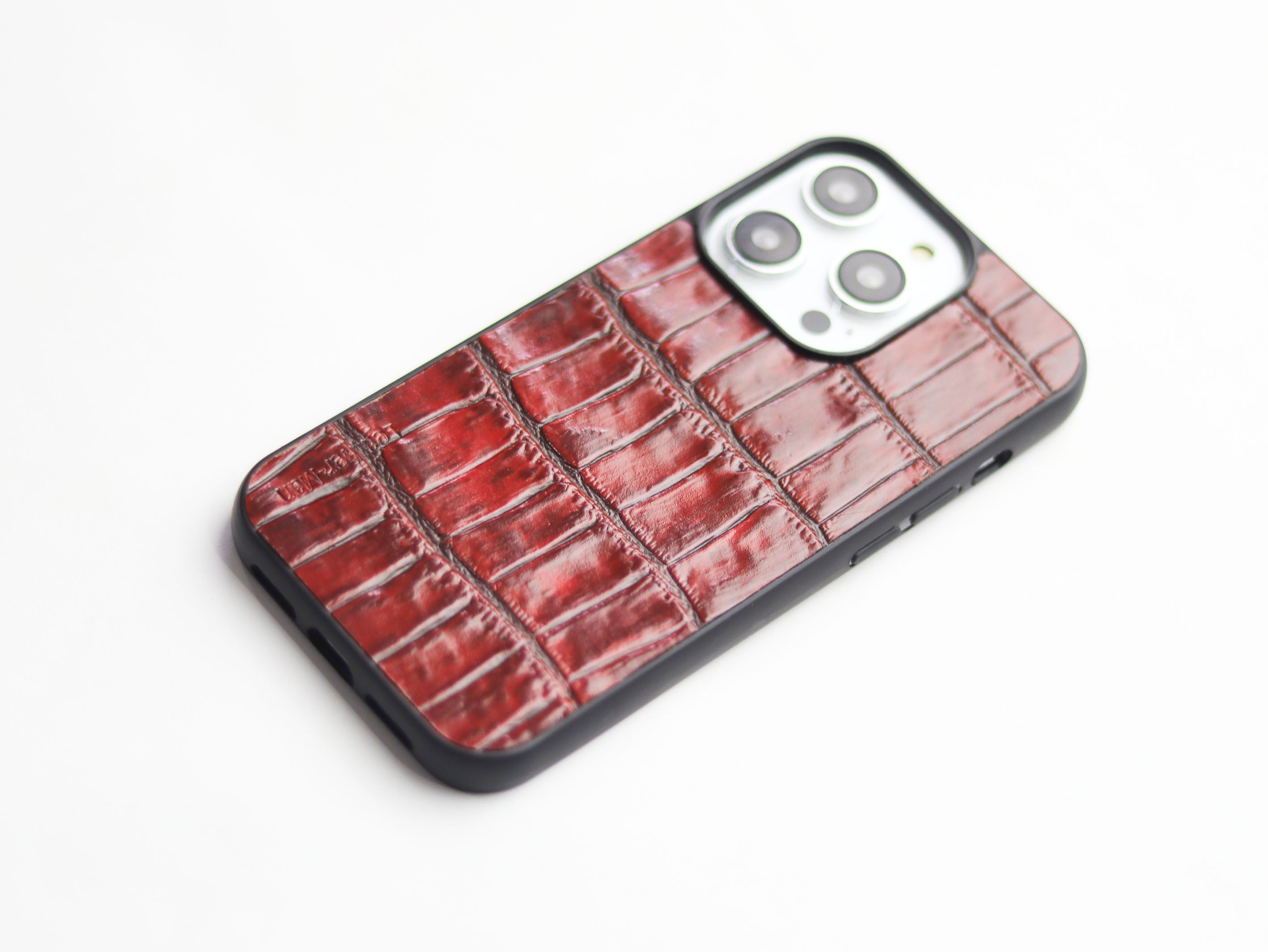 BURGUNDY CROCO LEATHER (LARGE SCALE) - CLASSIC PHONE CASE