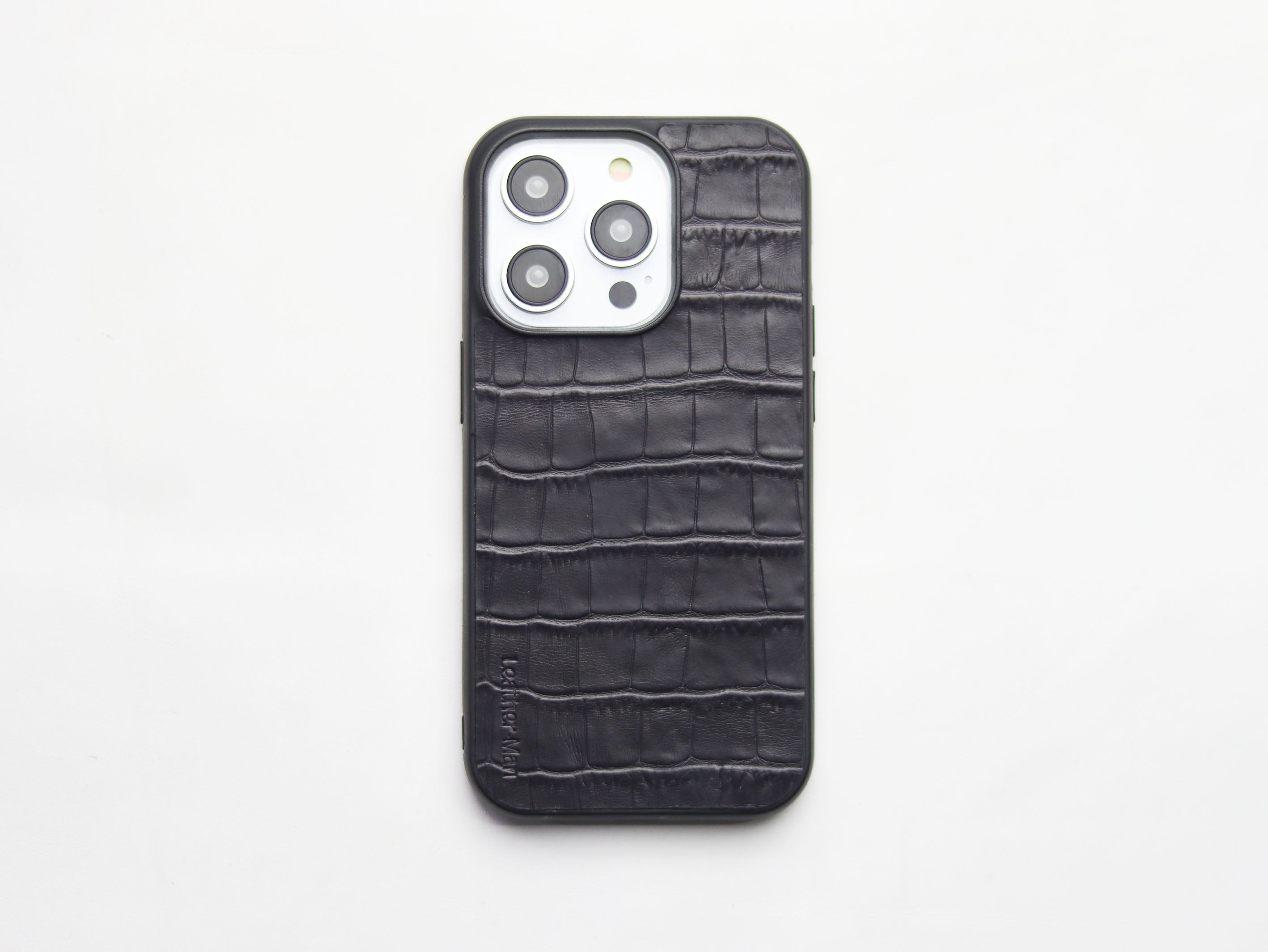 BLACK CROCO LEATHER - CLASSIC PHONE CASE