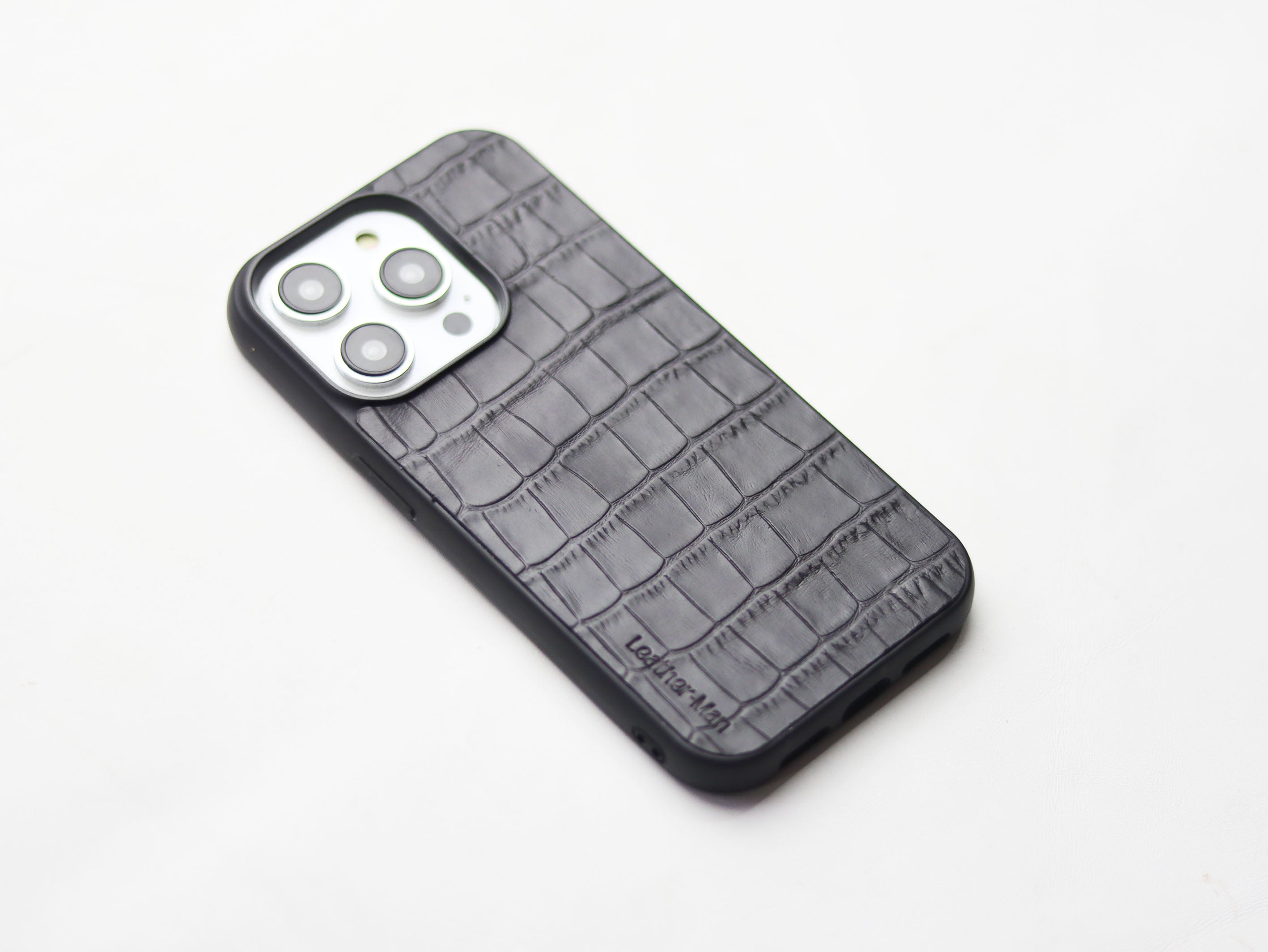 BLACK CROCO LEATHER - CLASSIC PHONE CASE