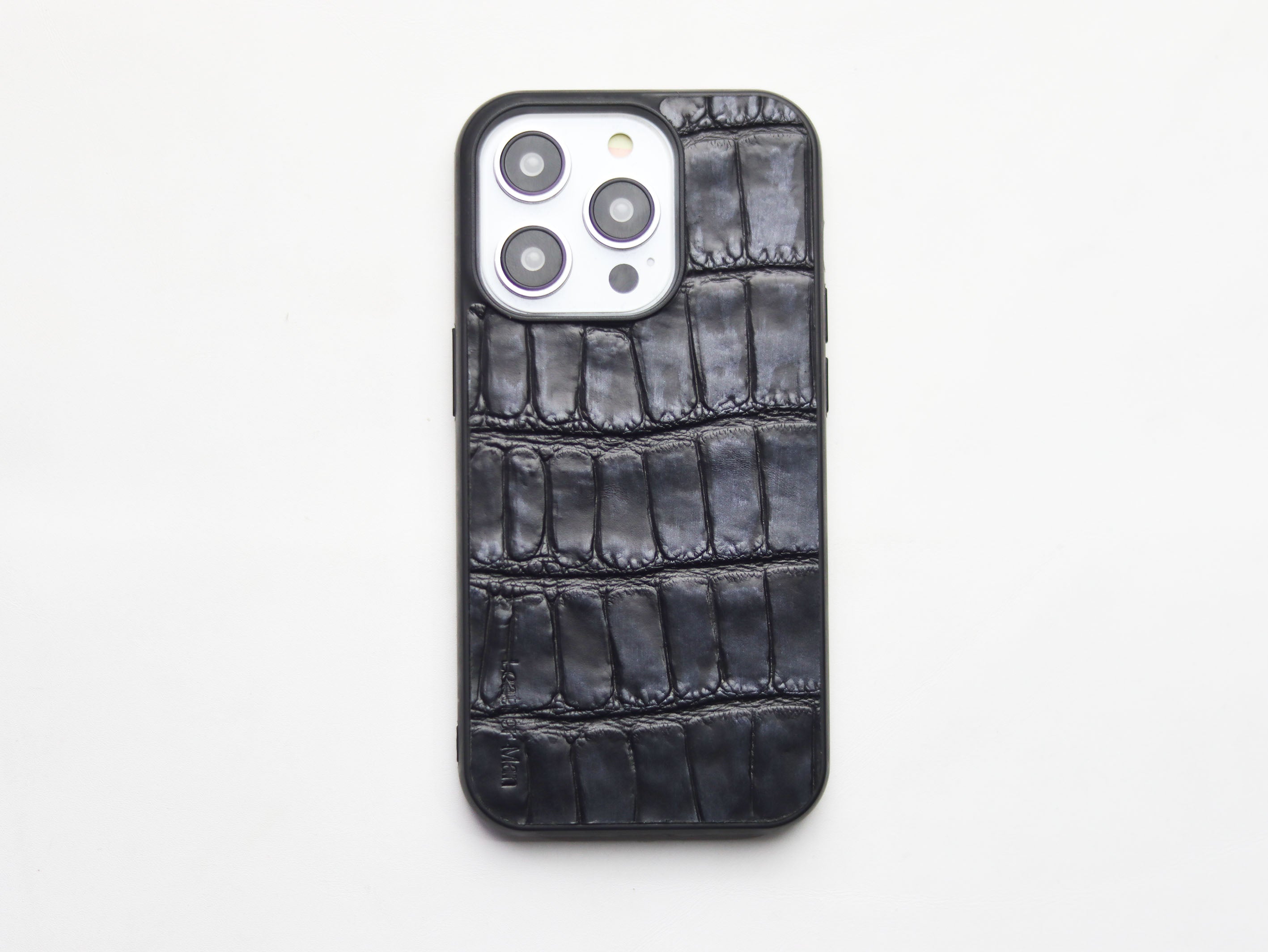 BLACK CROCO LEATHER (LARGE SCALE) - CLASSIC PHONE CASE