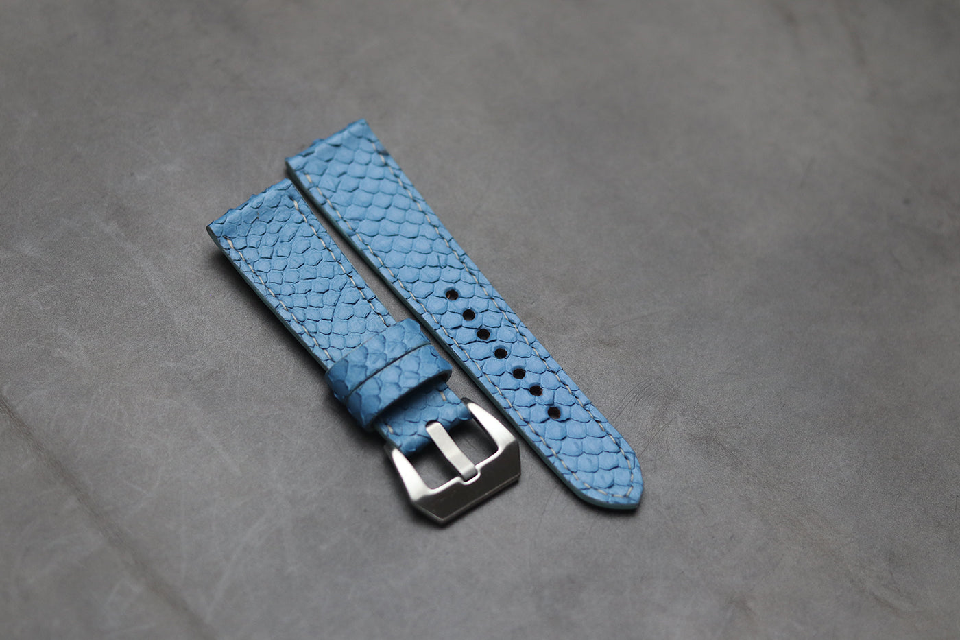 TURQUOISE BLUE SNAKE SKIN FULL STITCHED
