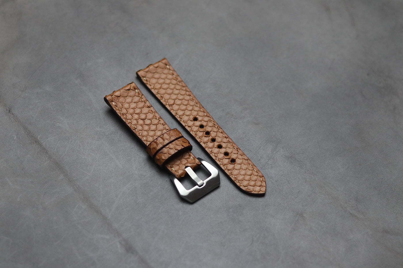 ALMOND BROWN SNAKE SKIN FULL STITCHED