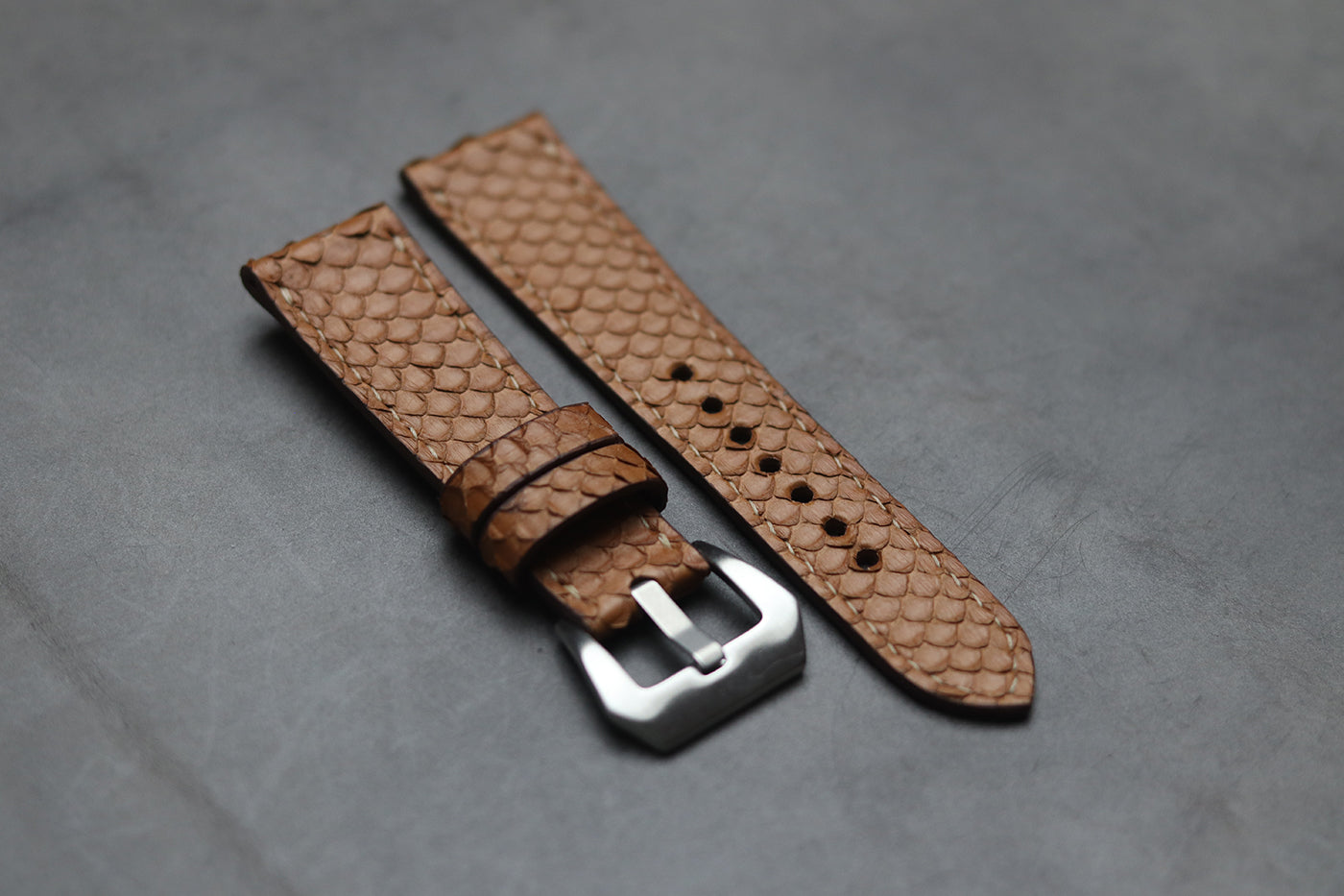 ALMOND BROWN SNAKE SKIN FULL STITCHED