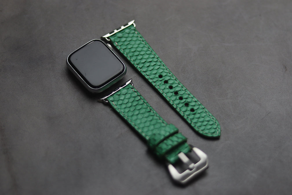 SHAMROCK GREEN SNAKE SKIN FULL STITCHED