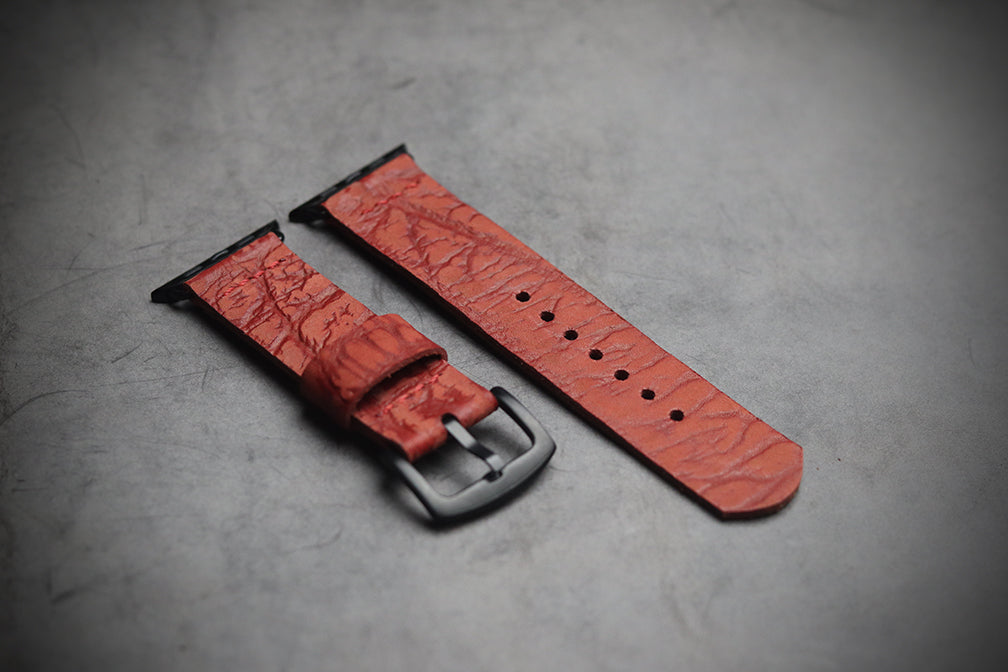 RED TEXTURED PARALLEL STITCHED