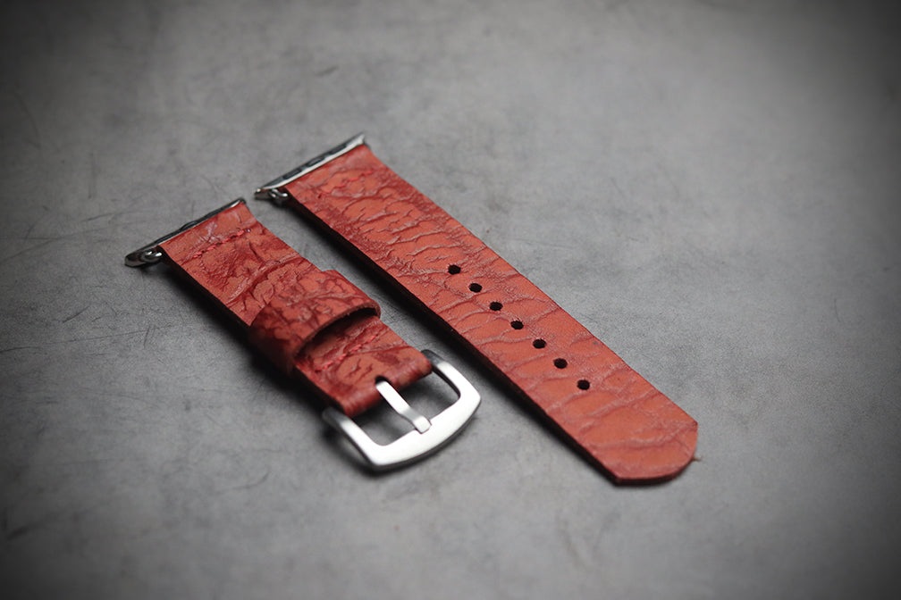 RED TEXTURED PARALLEL STITCHED