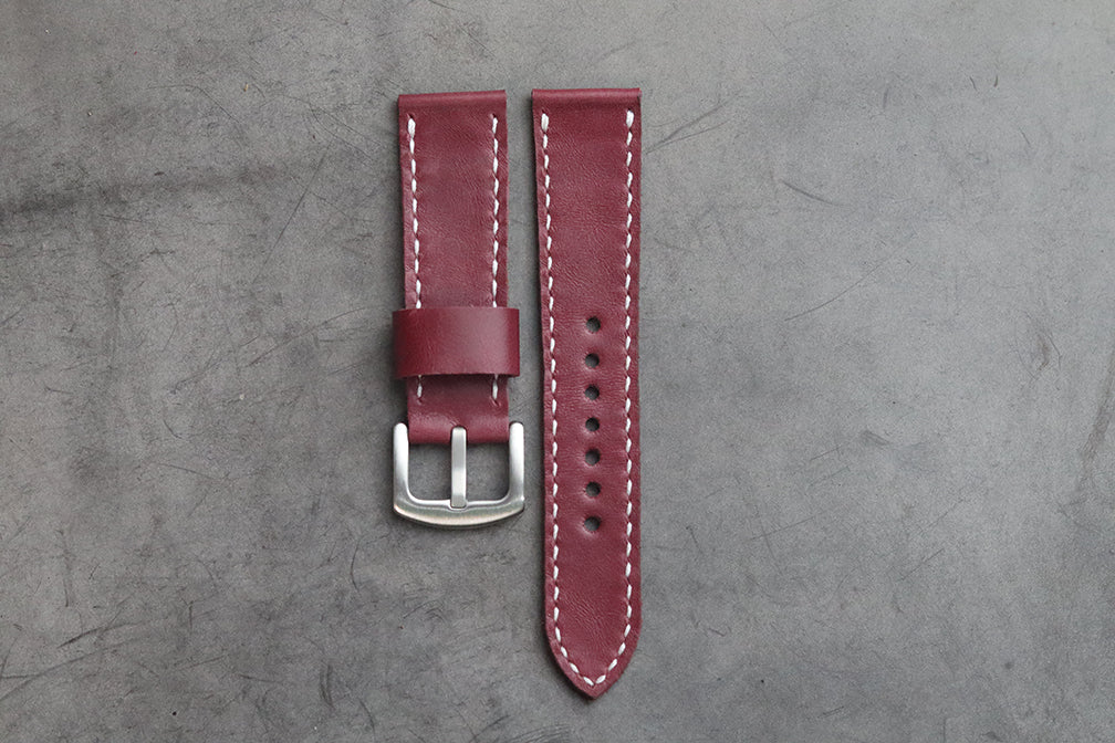 CARMINE BURGUNDY HAND-CRAFTED LEATHER WATCH STRAPS