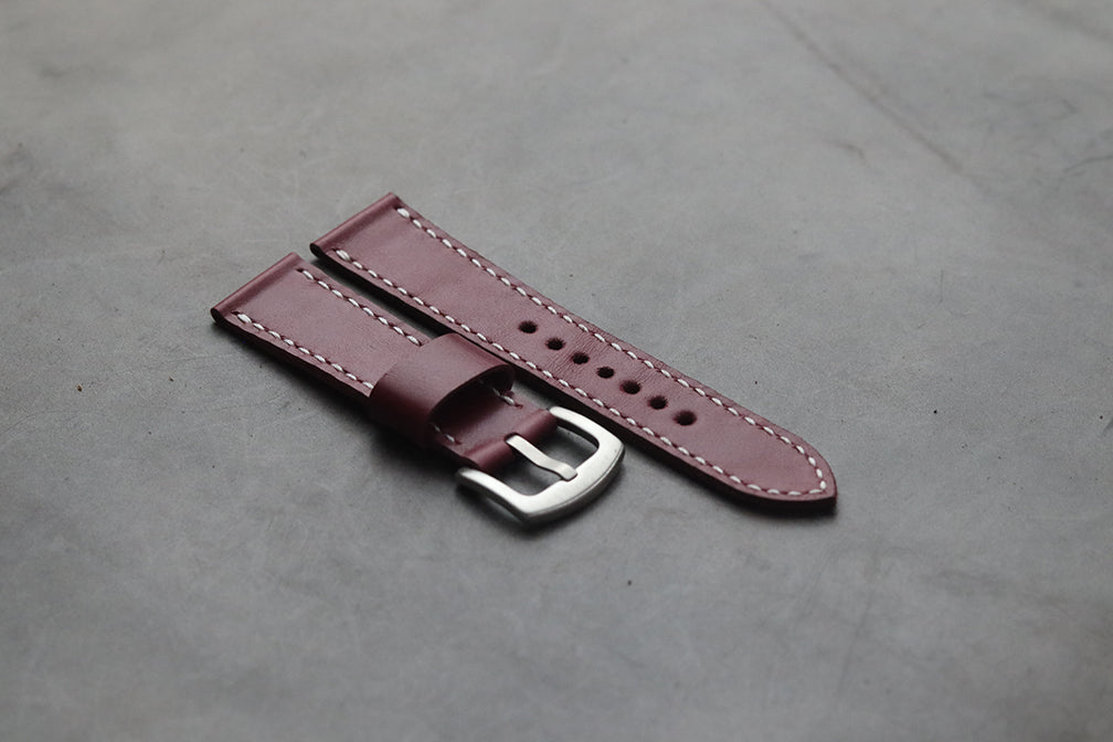 CARMINE BURGUNDY HAND-CRAFTED LEATHER WATCH STRAPS